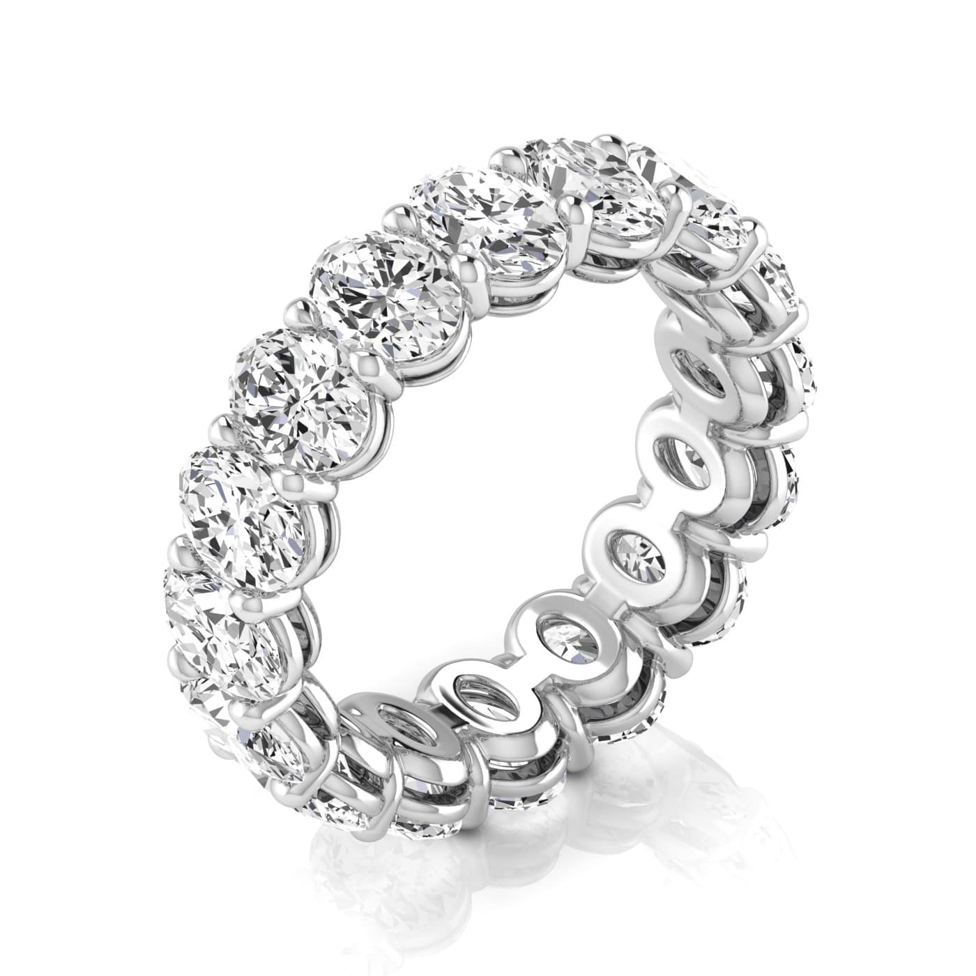 Oval Diamond Eternity Band (4.8 ct. tw.), On hand view in white gold or platinum