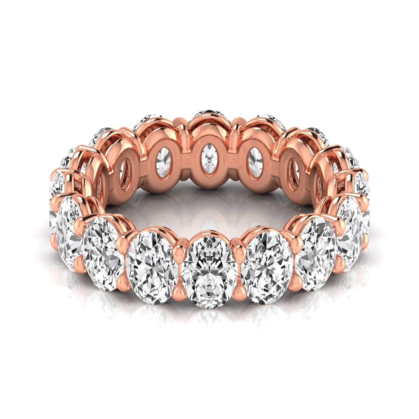 Oval Diamond Eternity Band (5.44 ct. tw.), Side view in rose gold