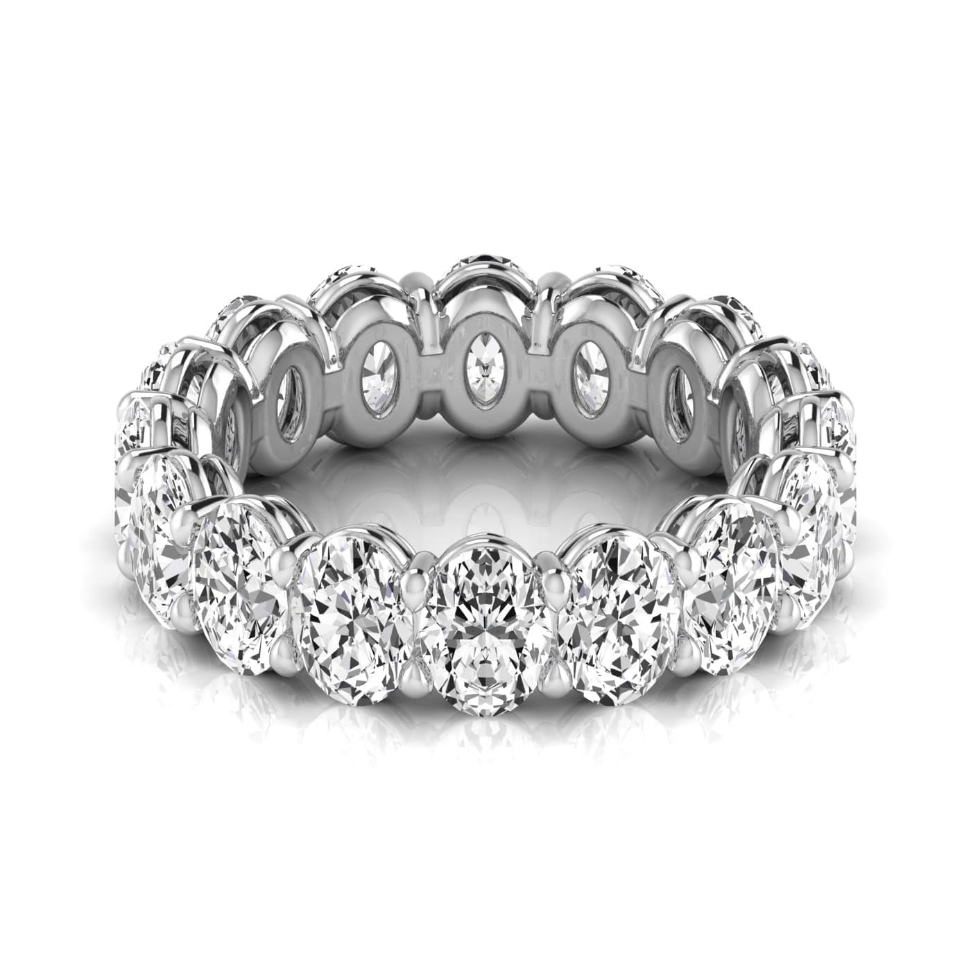 Oval Diamond Eternity Band (4.8 ct. tw.), Side view in white gold or platinum