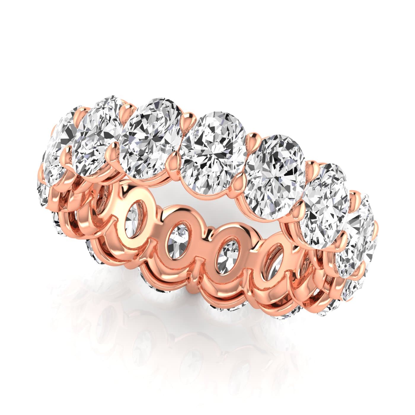 Oval Diamond Eternity Band (7.28 ct. tw.), Front view in rose gold