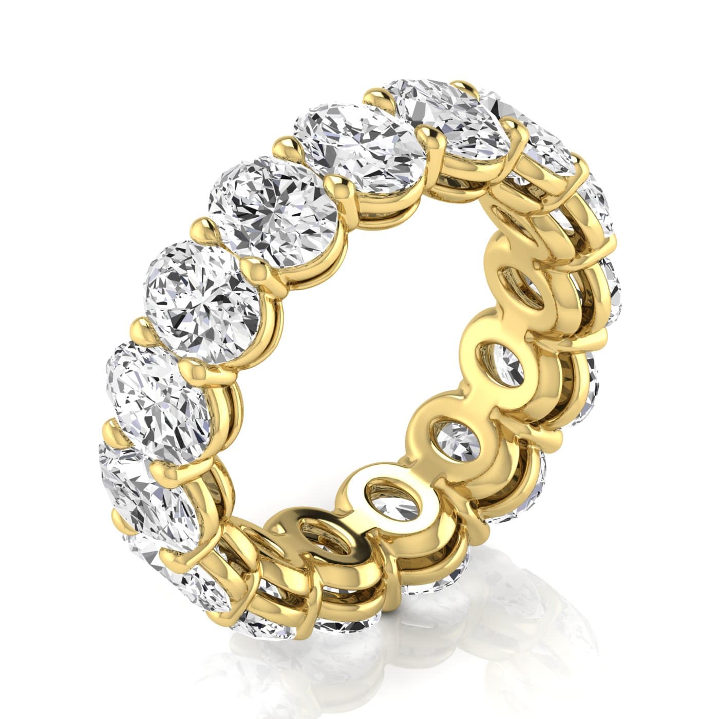 Oval Diamond Eternity Band (7.28 ct. tw.), On hand view in yellow gold