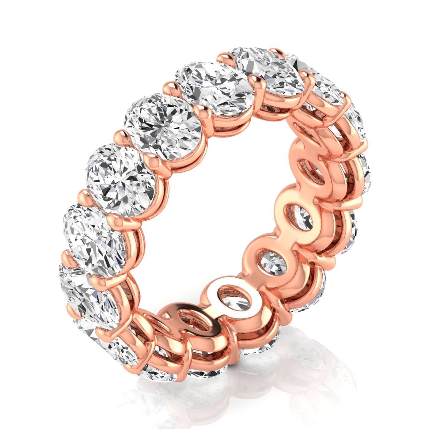 Oval Diamond Eternity Band (7.28 ct. tw.), On hand view in rose gold