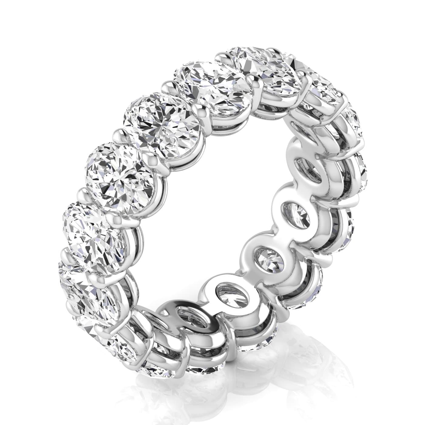 Oval Diamond Eternity Band (8 1/3 ct. tw.), On hand view in white gold or platinum