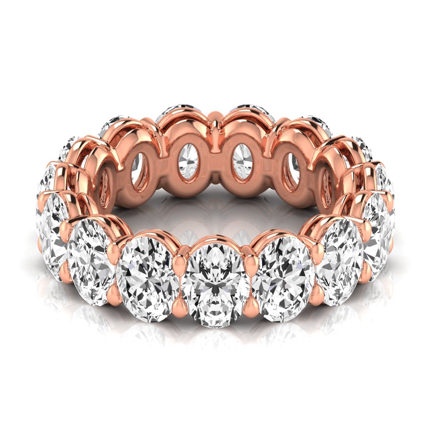 Oval Diamond Eternity Band (7.28 ct. tw.), Side view in rose gold