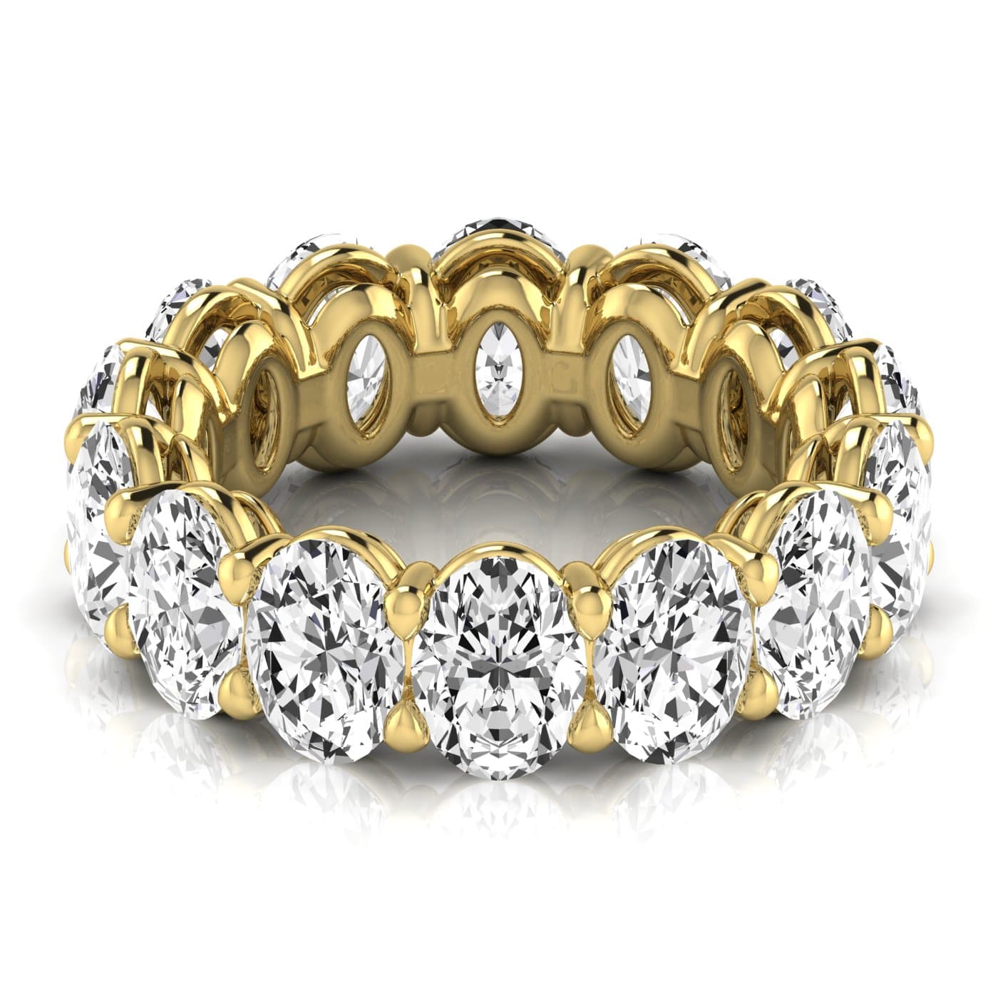 Oval Diamond Eternity Band (10.08 ct. tw.), Front view in yellow gold