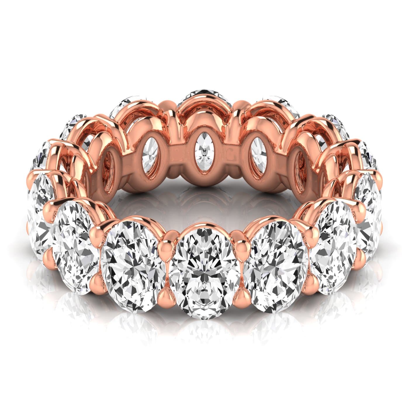 Oval Diamond Eternity Band (10.8 ct. tw.), Front view in rose gold