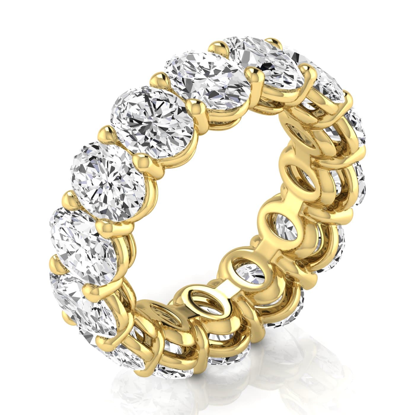 Oval Diamond Eternity Band (10.08 ct. tw.), On hand view in yellow gold