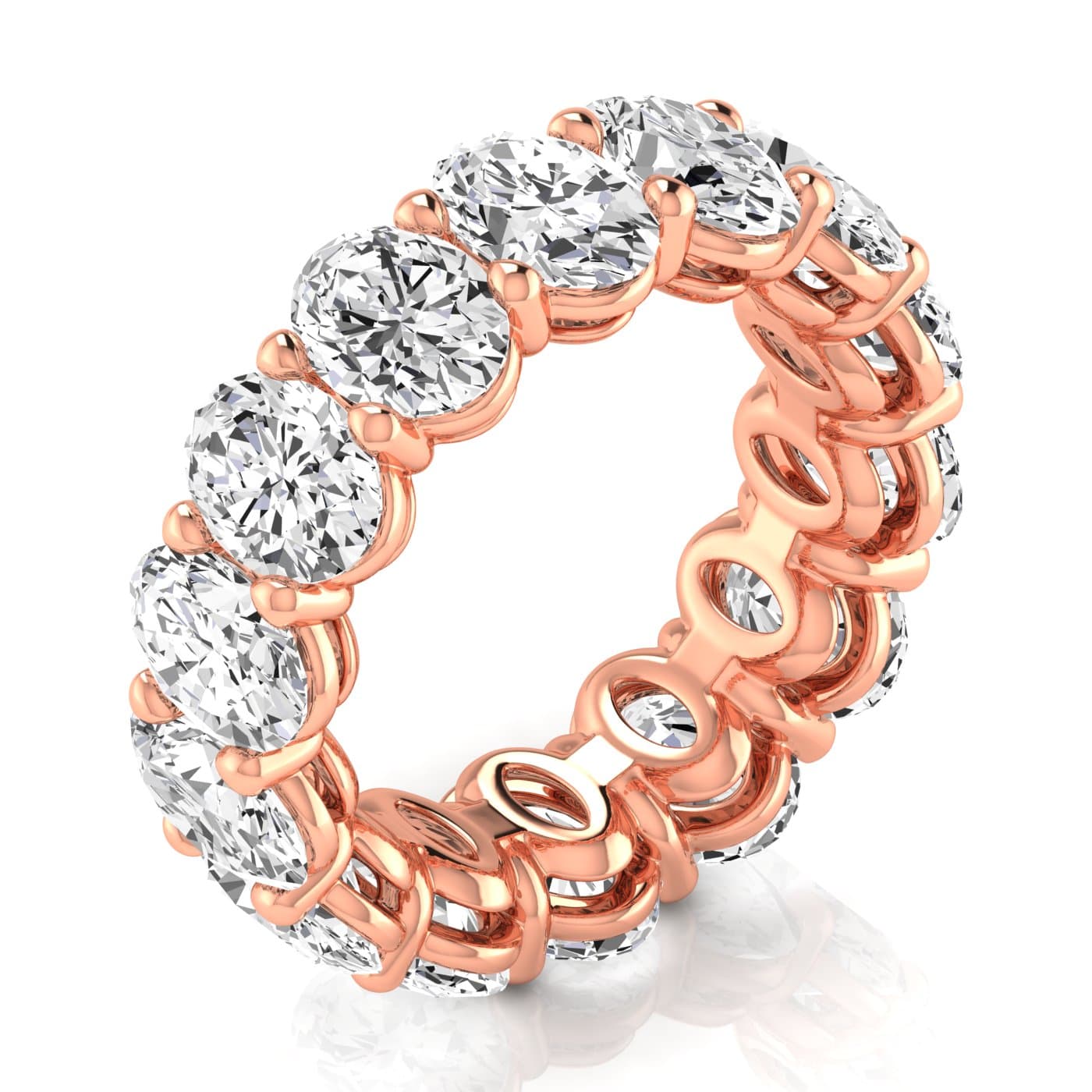 Oval Diamond Eternity Band (10.8 ct. tw.), On hand view in rose gold