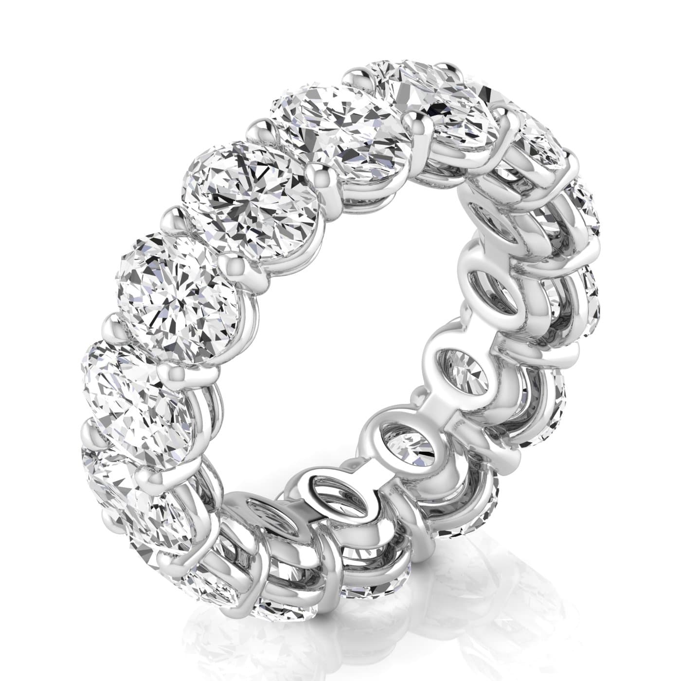Oval Diamond Eternity Band (10.08 ct. tw.), On hand view in white gold or platinum