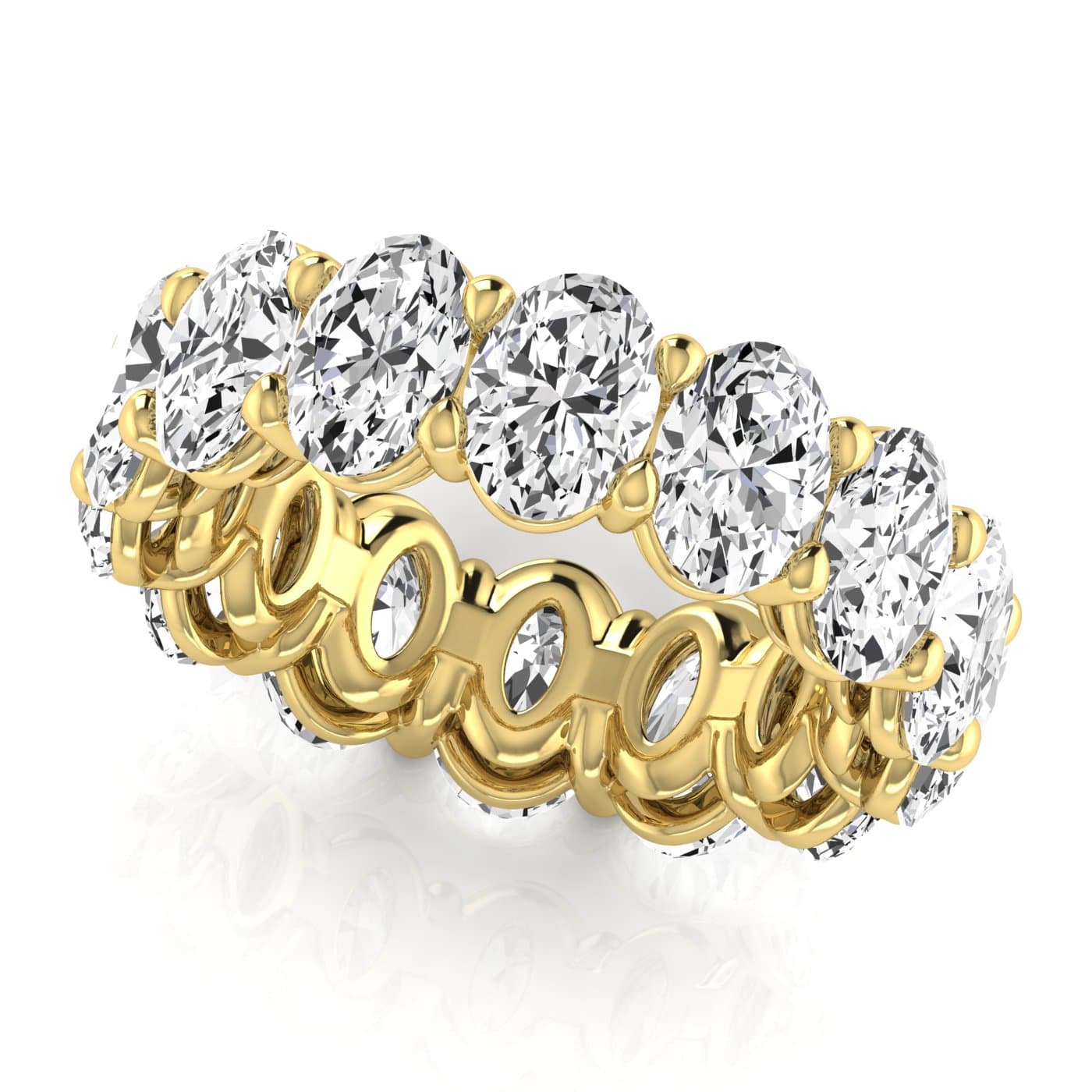 Oval Diamond Eternity Band (10.08 ct. tw.), Side view in yellow gold