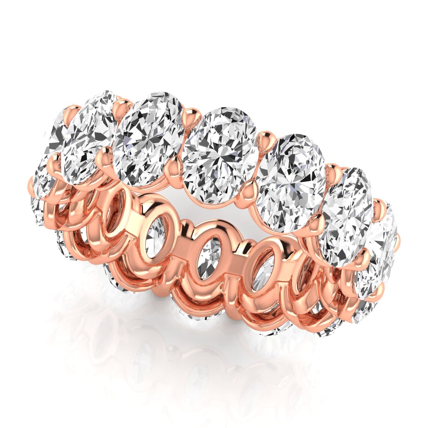Oval Diamond Eternity Band (10.8 ct. tw.), Side view in rose gold