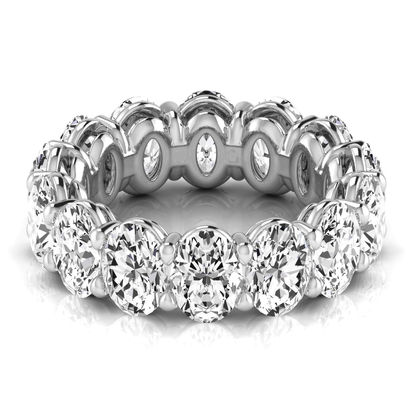 Oval Diamond Eternity Band (10.08 ct. tw.), Side view in white gold or platinum