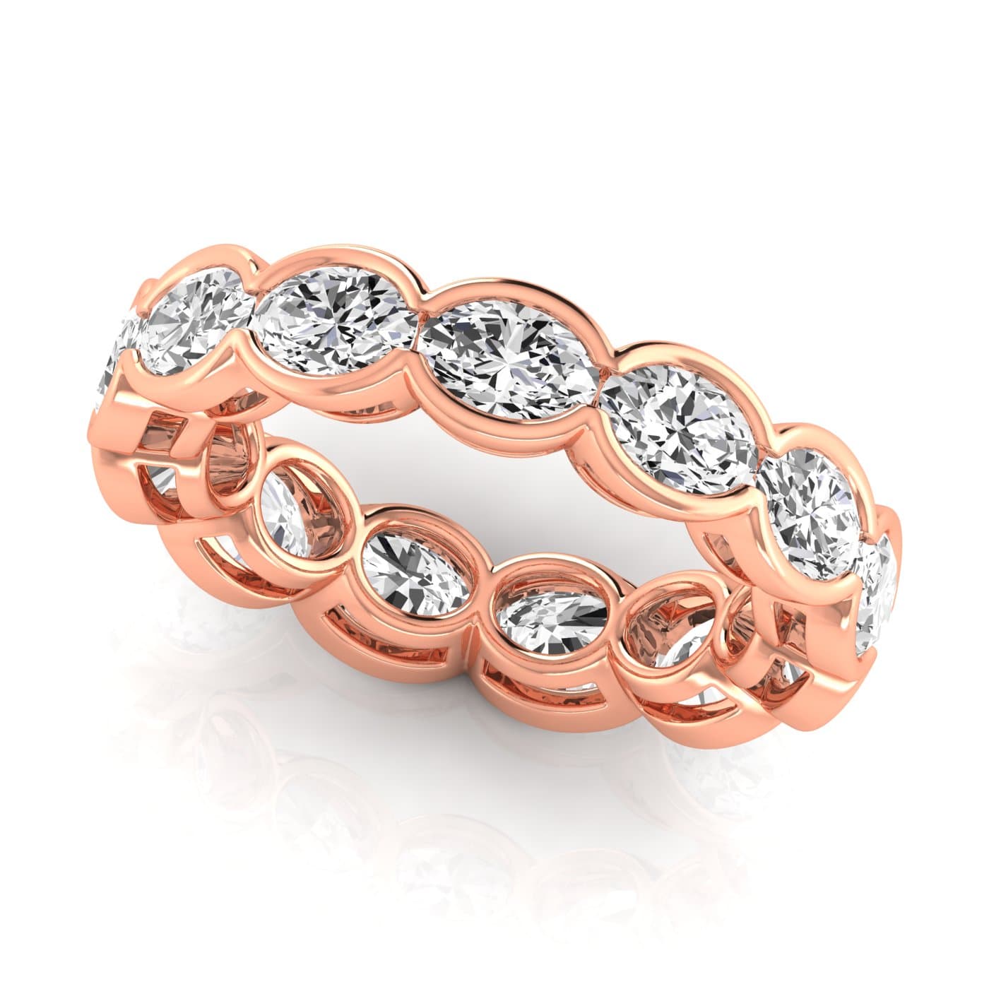 Diamond Emerald Cut Eternity Band (4.16 ct. tw.), Front view in rose gold