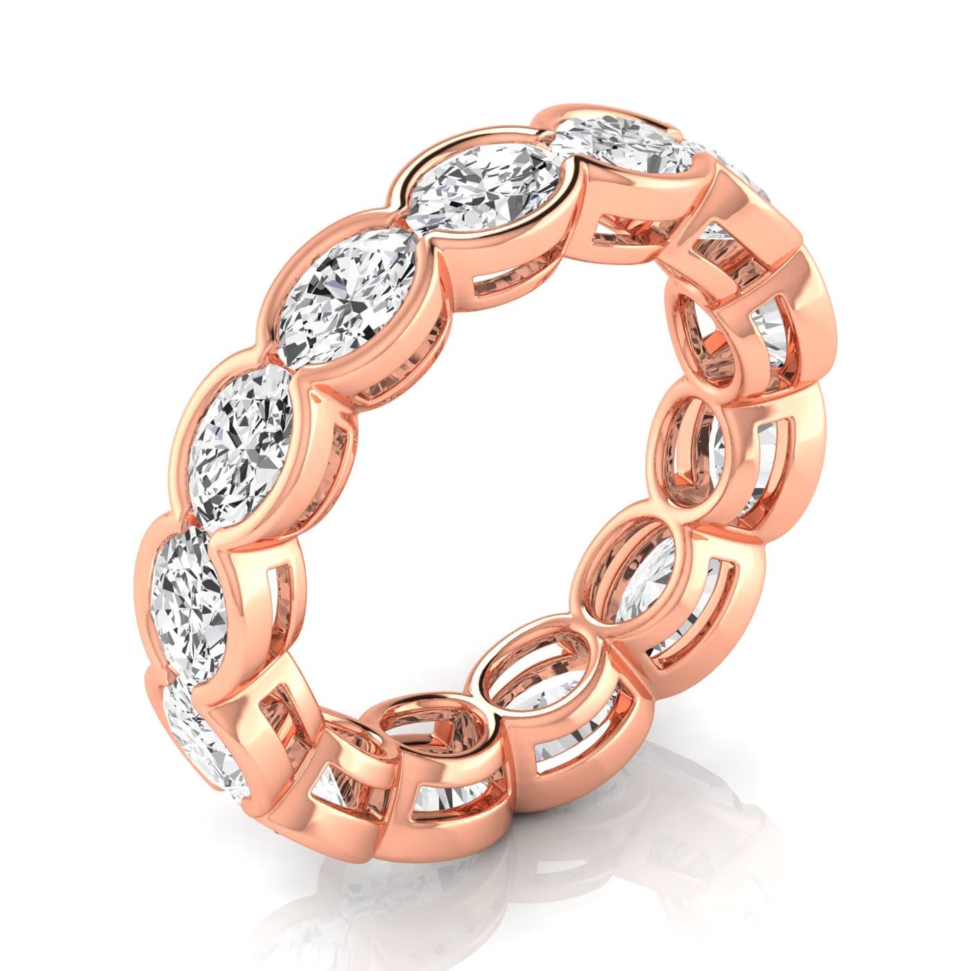 Diamond Emerald Cut Eternity Band (4.16 ct. tw.), On hand view in rose gold