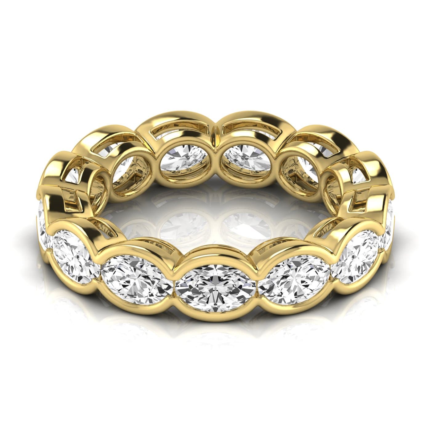 Diamond Emerald Cut Eternity Band (3.84 ct. tw.), Side view in yellow gold