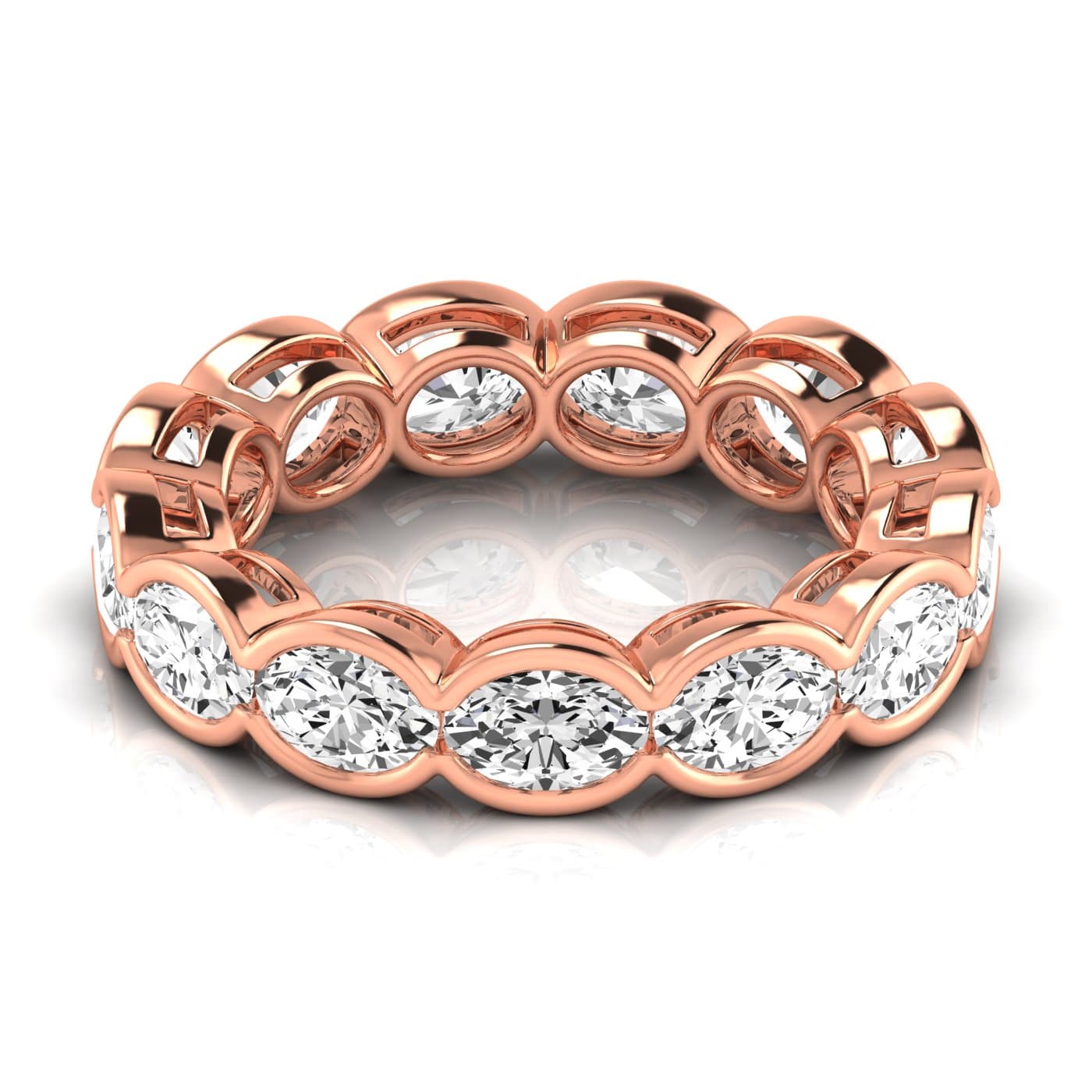 Diamond Emerald Cut Eternity Band (4.16 ct. tw.), Side view in rose gold