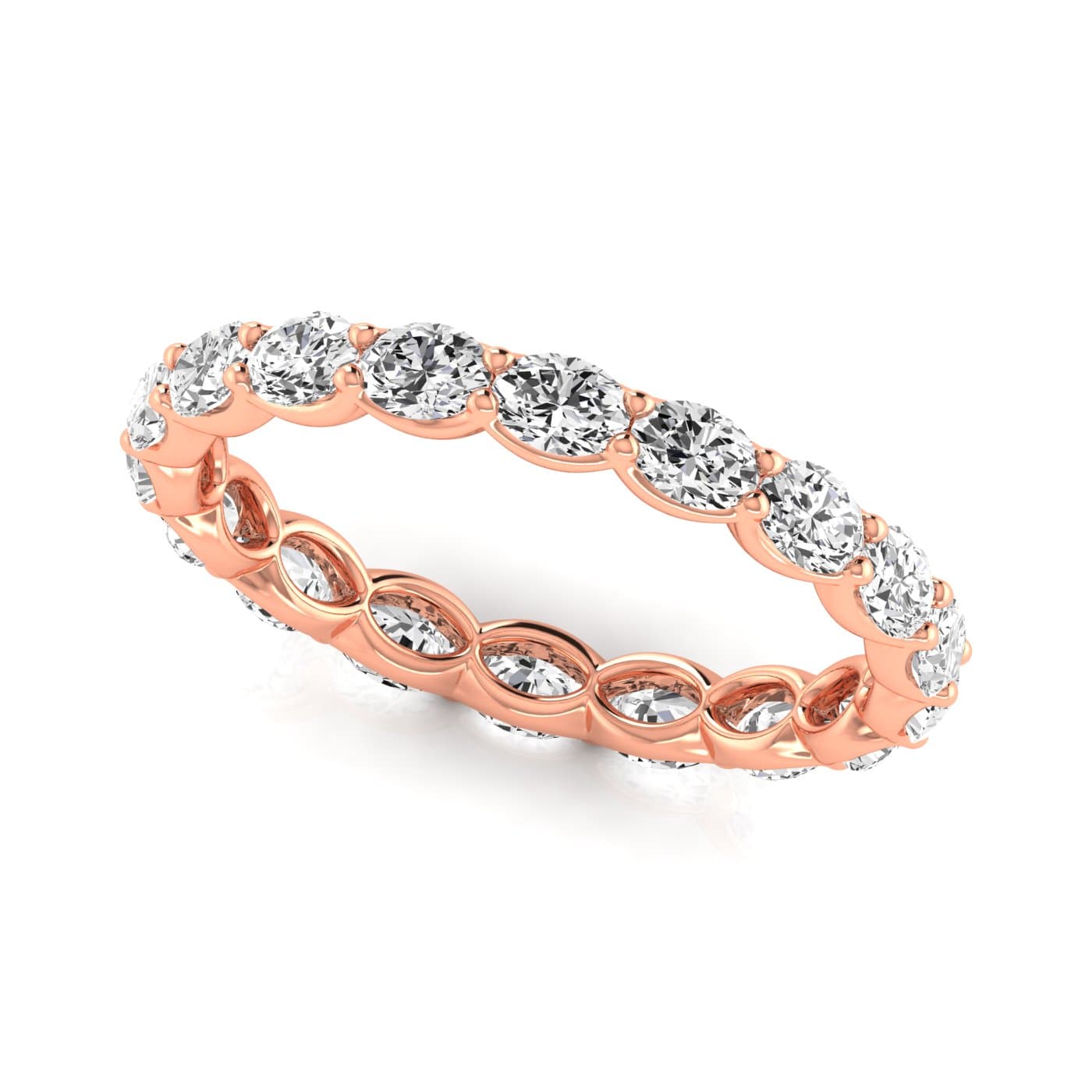 Diamond Emerald Cut Eternity Band (1.53 ct. tw.), Front view in rose gold