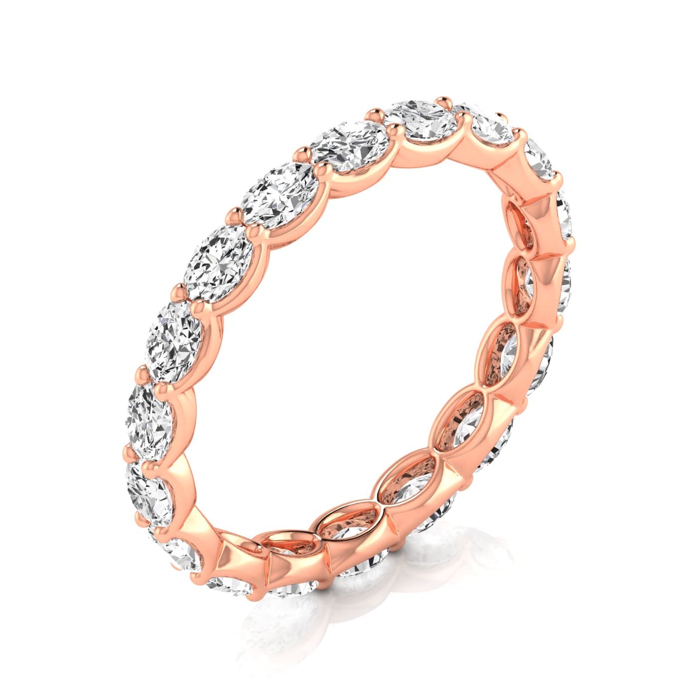 Diamond Emerald Cut Eternity Band (1.53 ct. tw.), On hand view in rose gold
