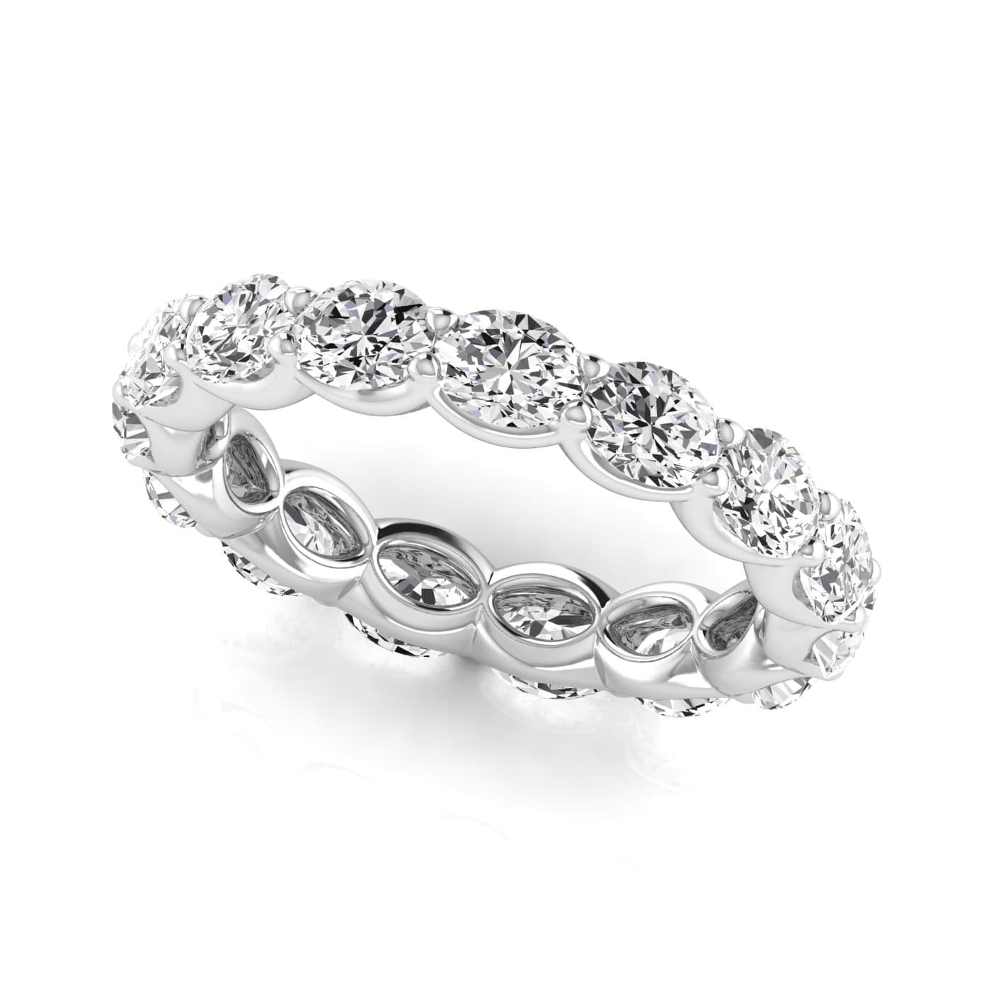 Diamond Emerald Cut Eternity Band (3.19 ct. tw.), Front view in white gold or platinum
