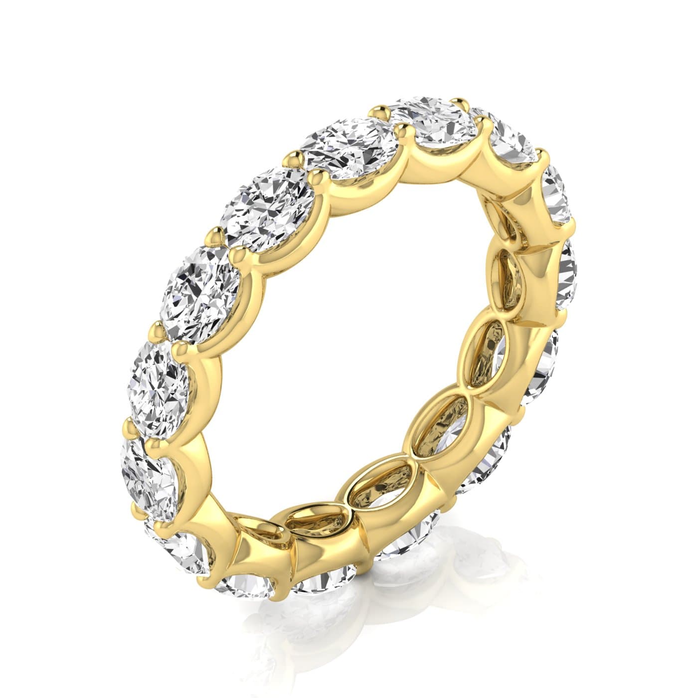 Diamond Emerald Cut Eternity Band (3 2/3 ct. tw.), On hand view in yellow gold