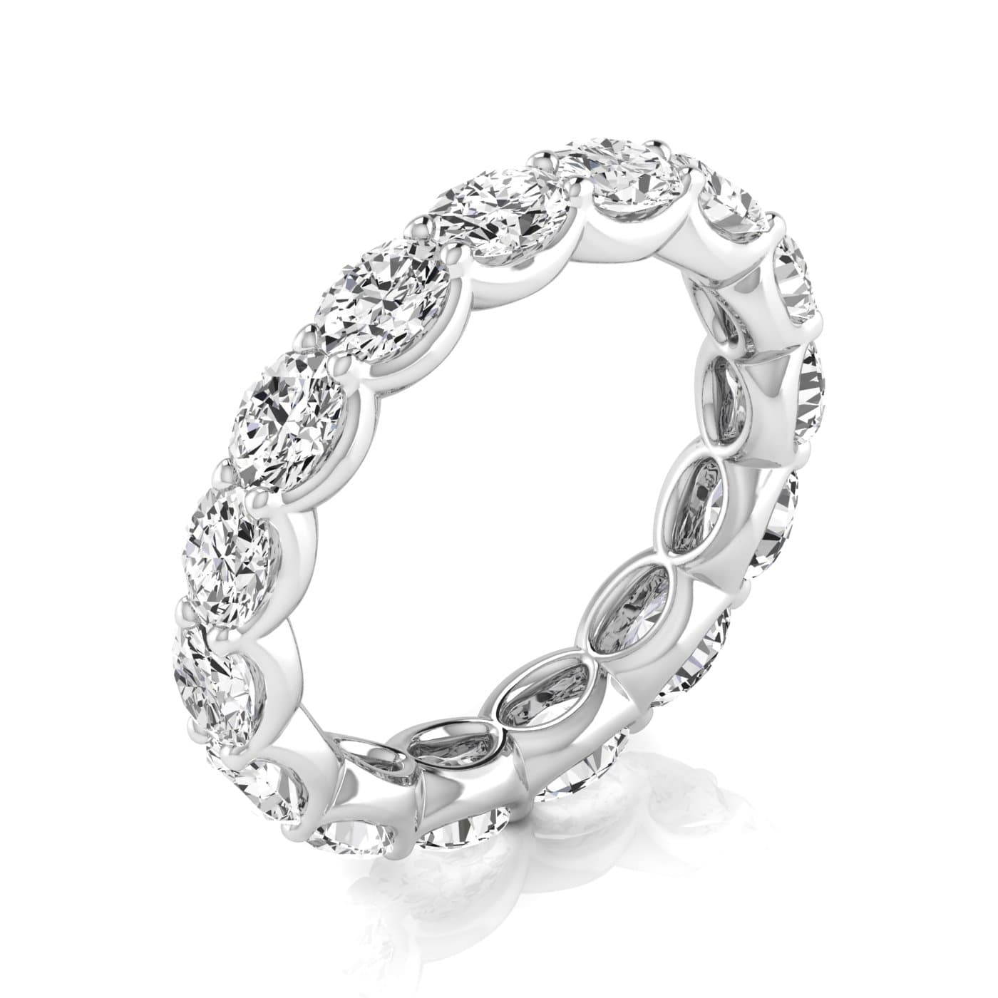 Diamond Emerald Cut Eternity Band (3.19 ct. tw.), On hand view in white gold or platinum