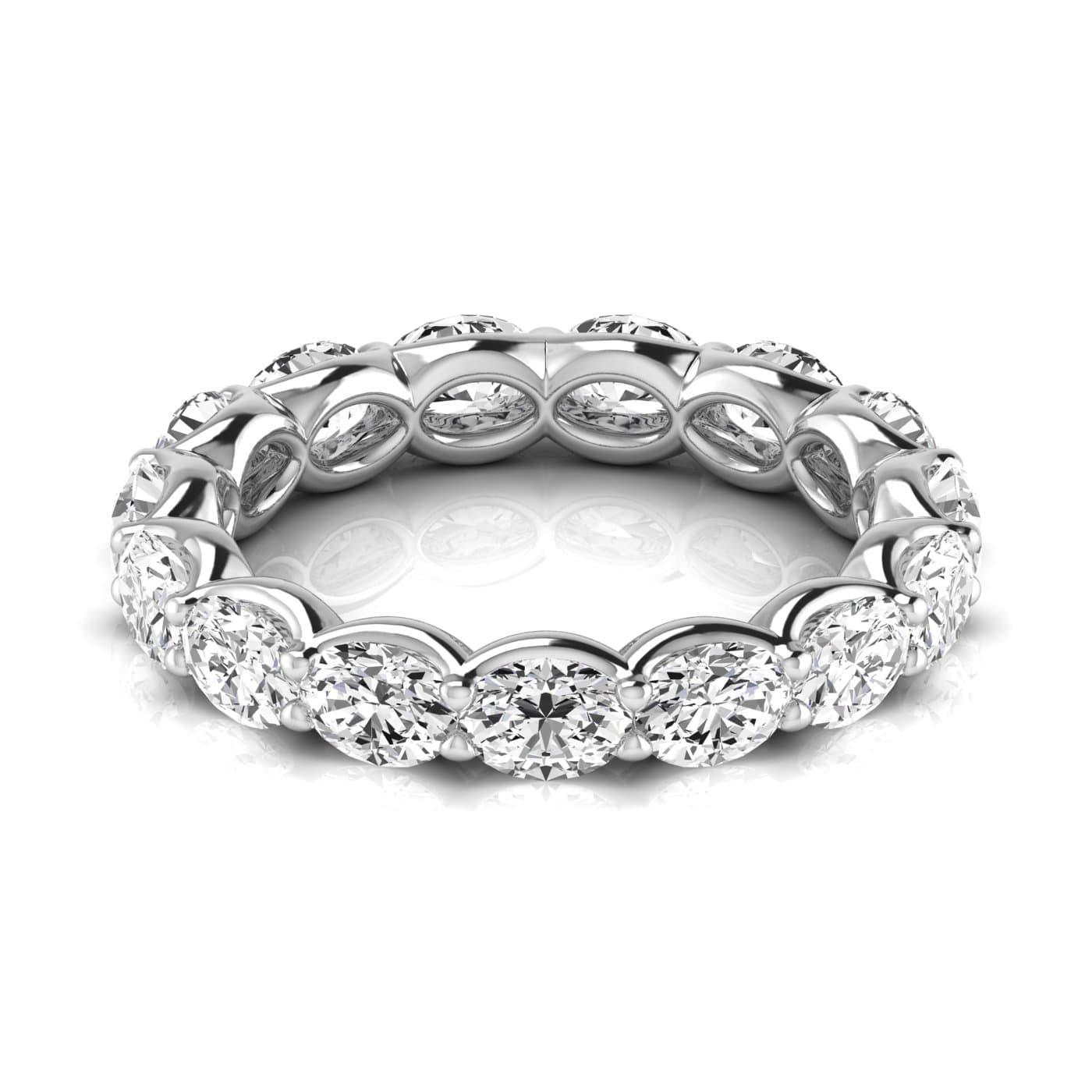 Diamond Emerald Cut Eternity Band (3.19 ct. tw.), Side view in white gold or platinum
