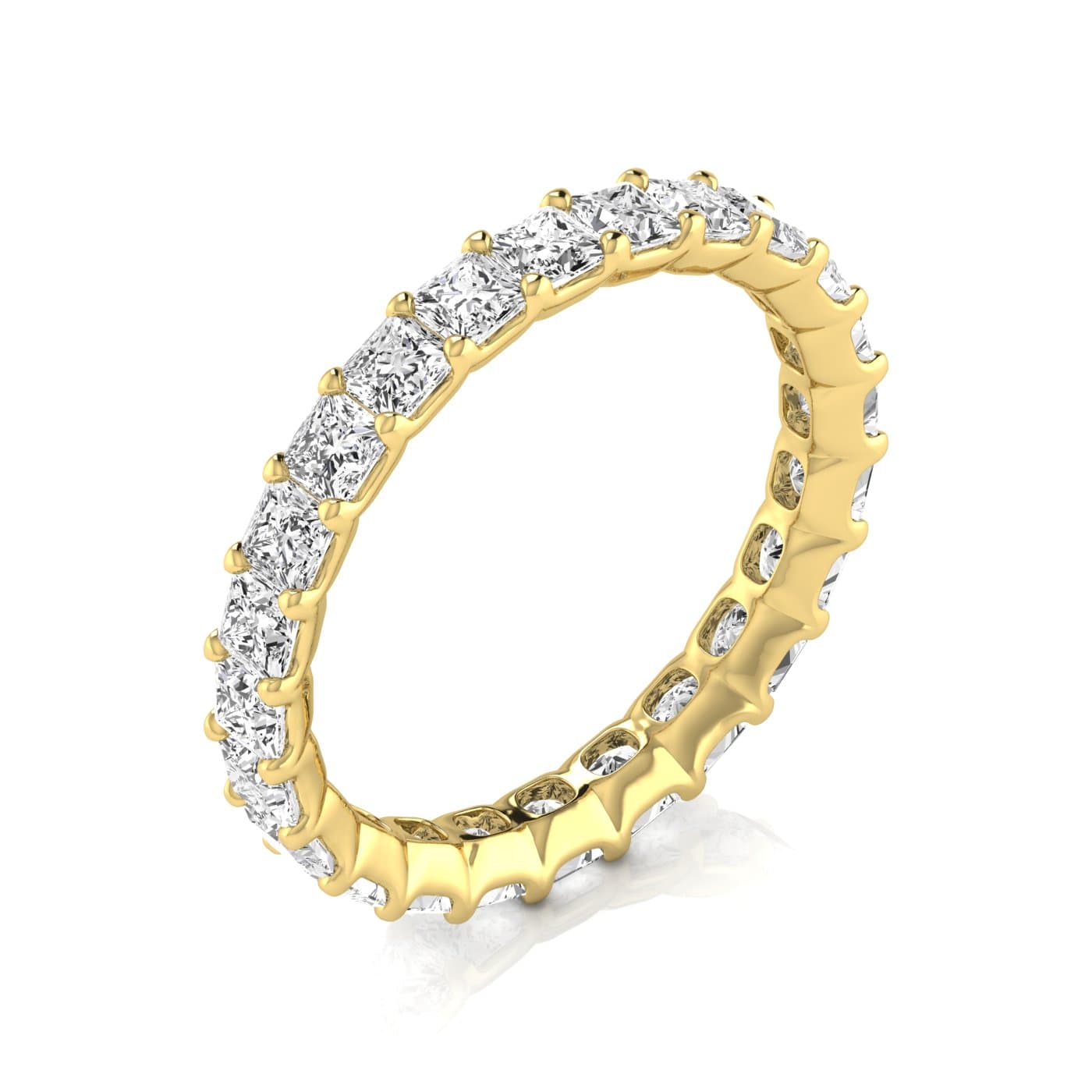 Diamond Emerald Cut Eternity Band (2.7 ct. tw.), On hand view in yellow gold