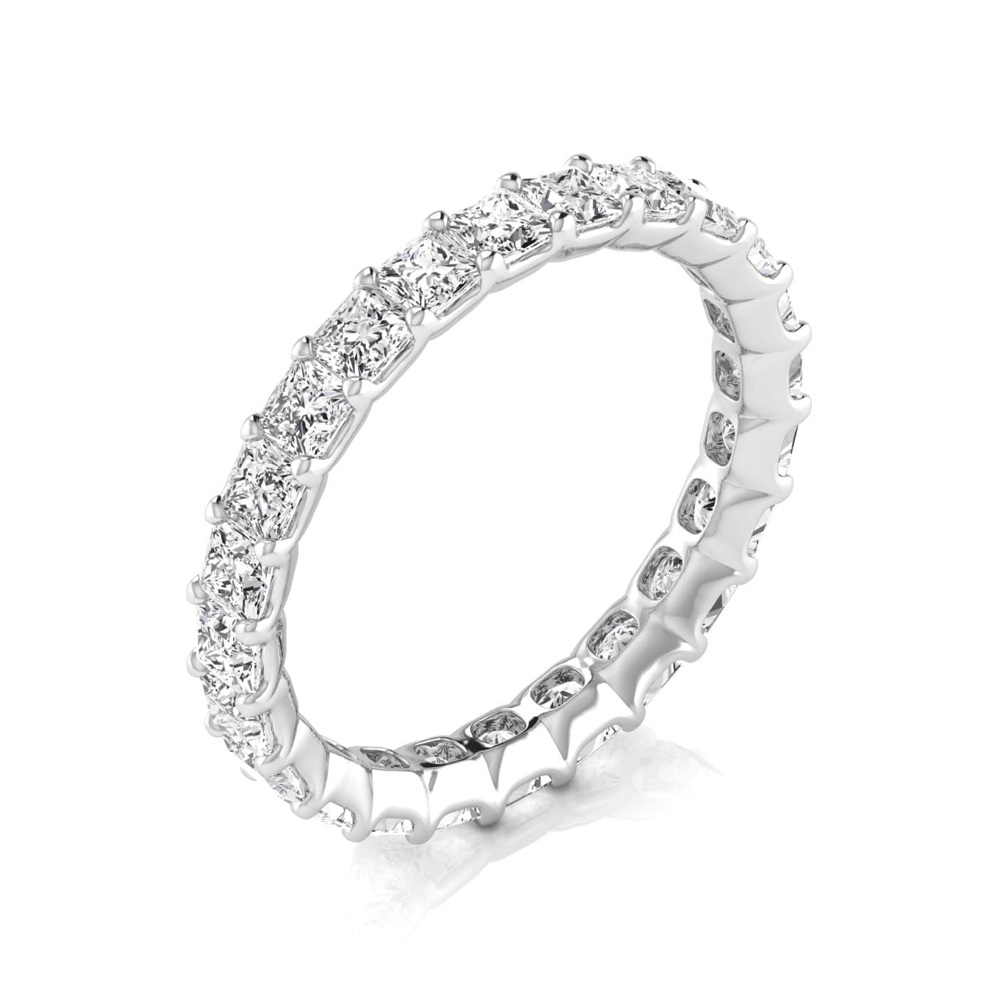 Diamond Emerald Cut Eternity Band (2.2 ct. tw.), On hand view in white gold or platinum