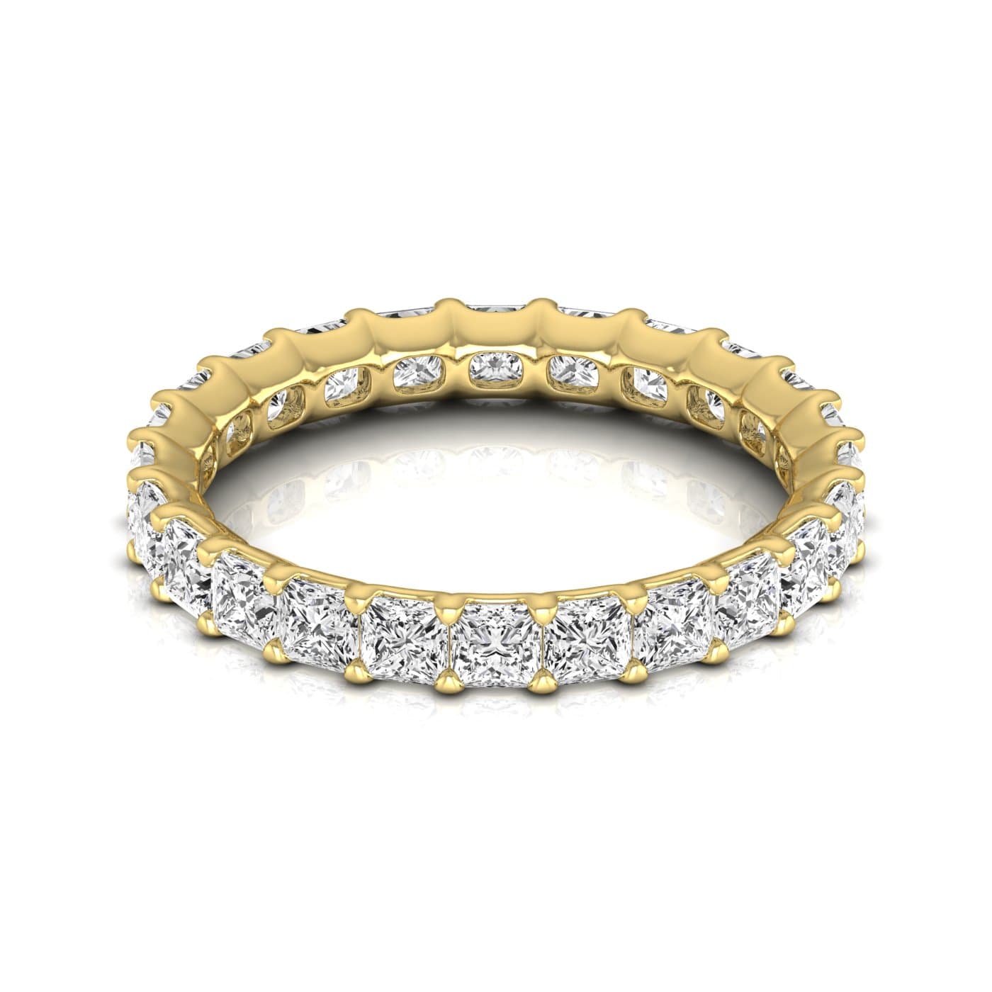 Diamond Emerald Cut Eternity Band (2.7 ct. tw.), Side view in yellow gold