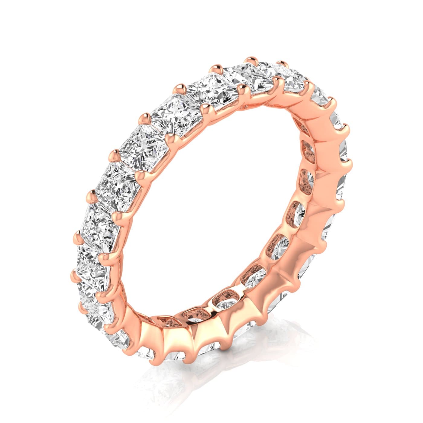 Diamond Emerald Cut Eternity Band (4 ct. tw.), On hand view in rose gold