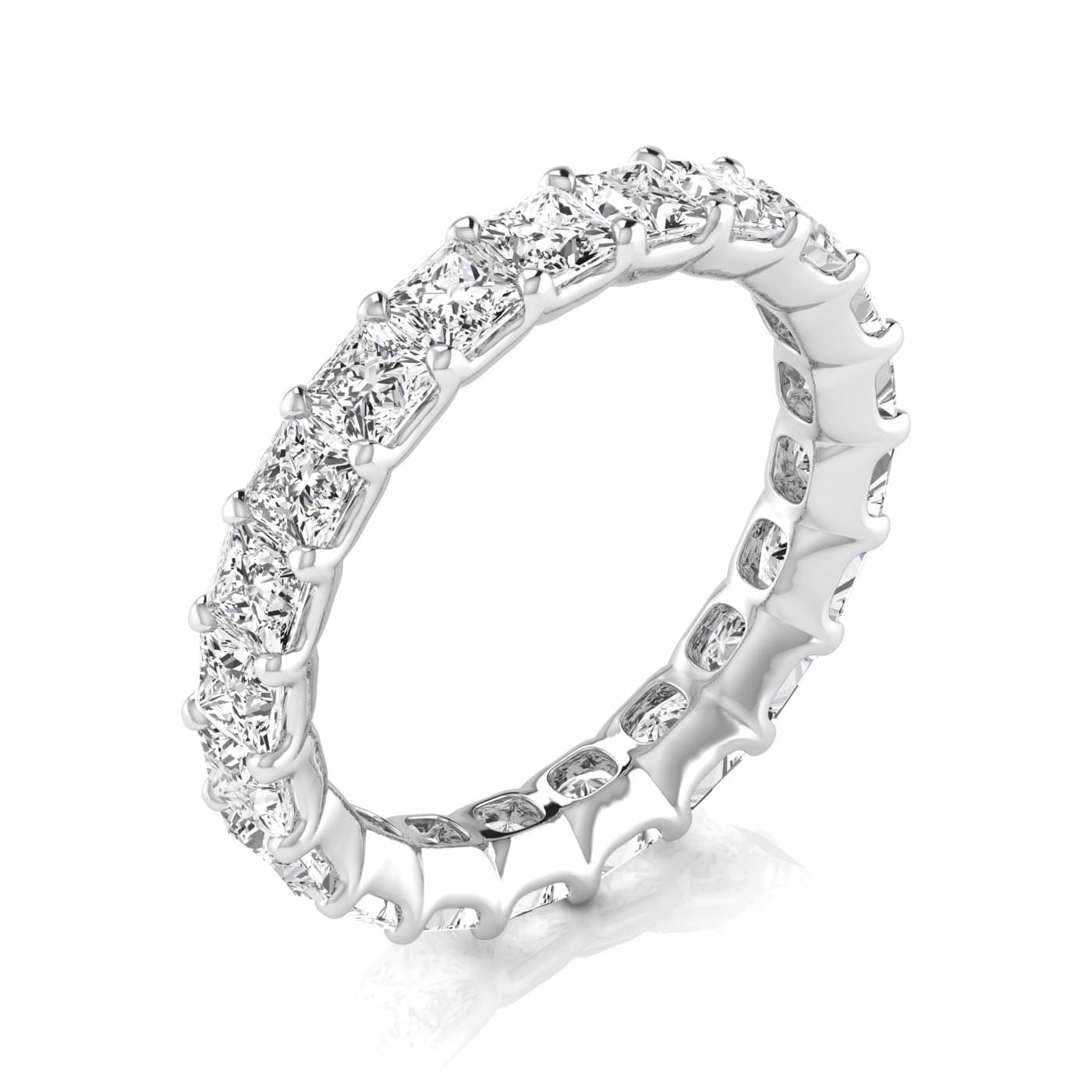 Diamond Emerald Cut Eternity Band (4 ct. tw.), On hand view in white gold or platinum