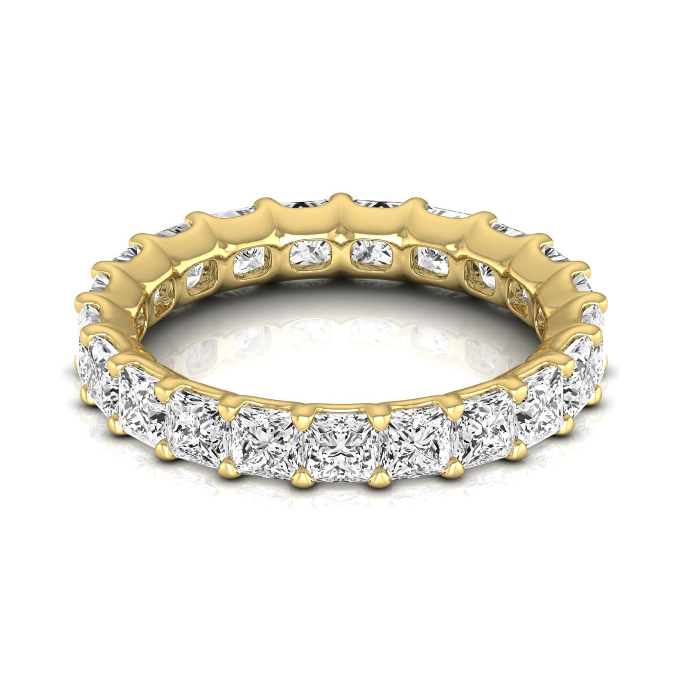 Diamond Emerald Cut Eternity Band (4.4 ct. tw.), Side view in yellow gold