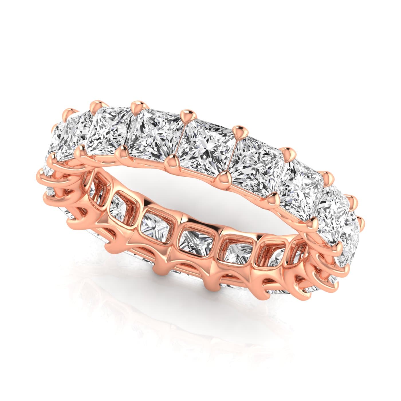 Diamond Emerald Cut Eternity Band (6.08 ct. tw.), Front view in rose gold