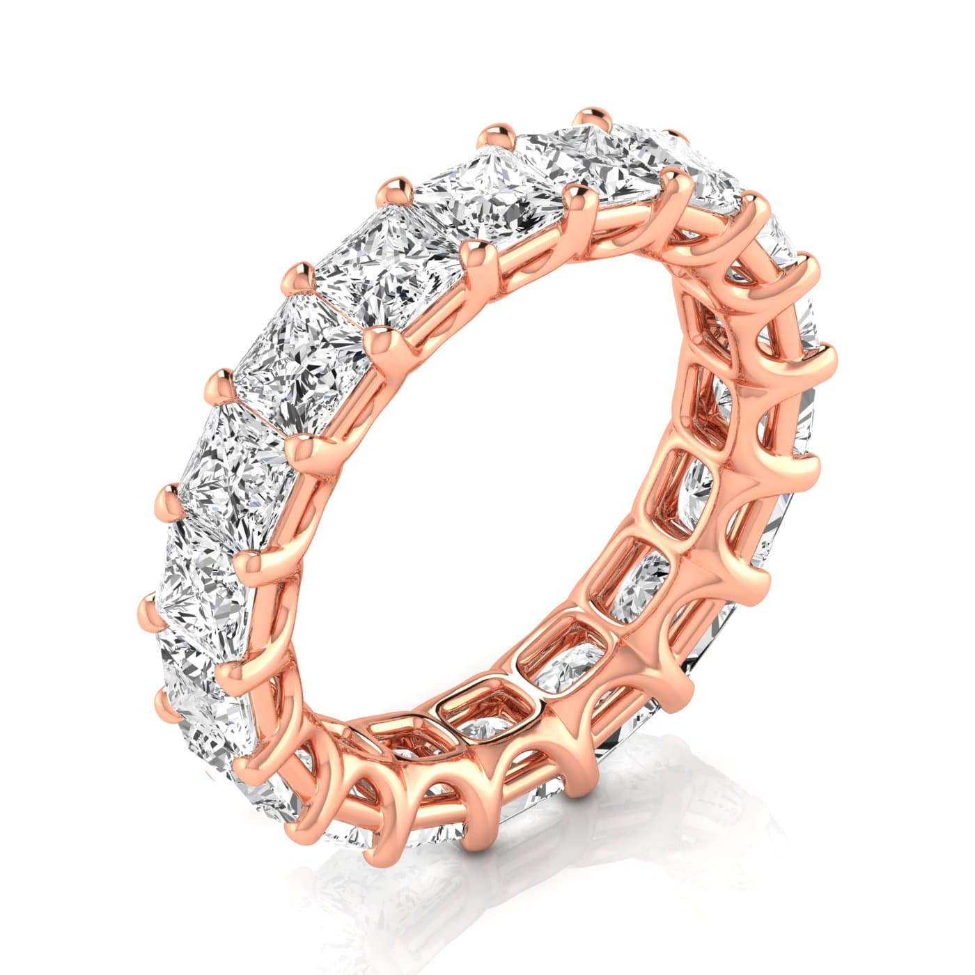 Diamond Emerald Cut Eternity Band (6.08 ct. tw.), On hand view in rose gold