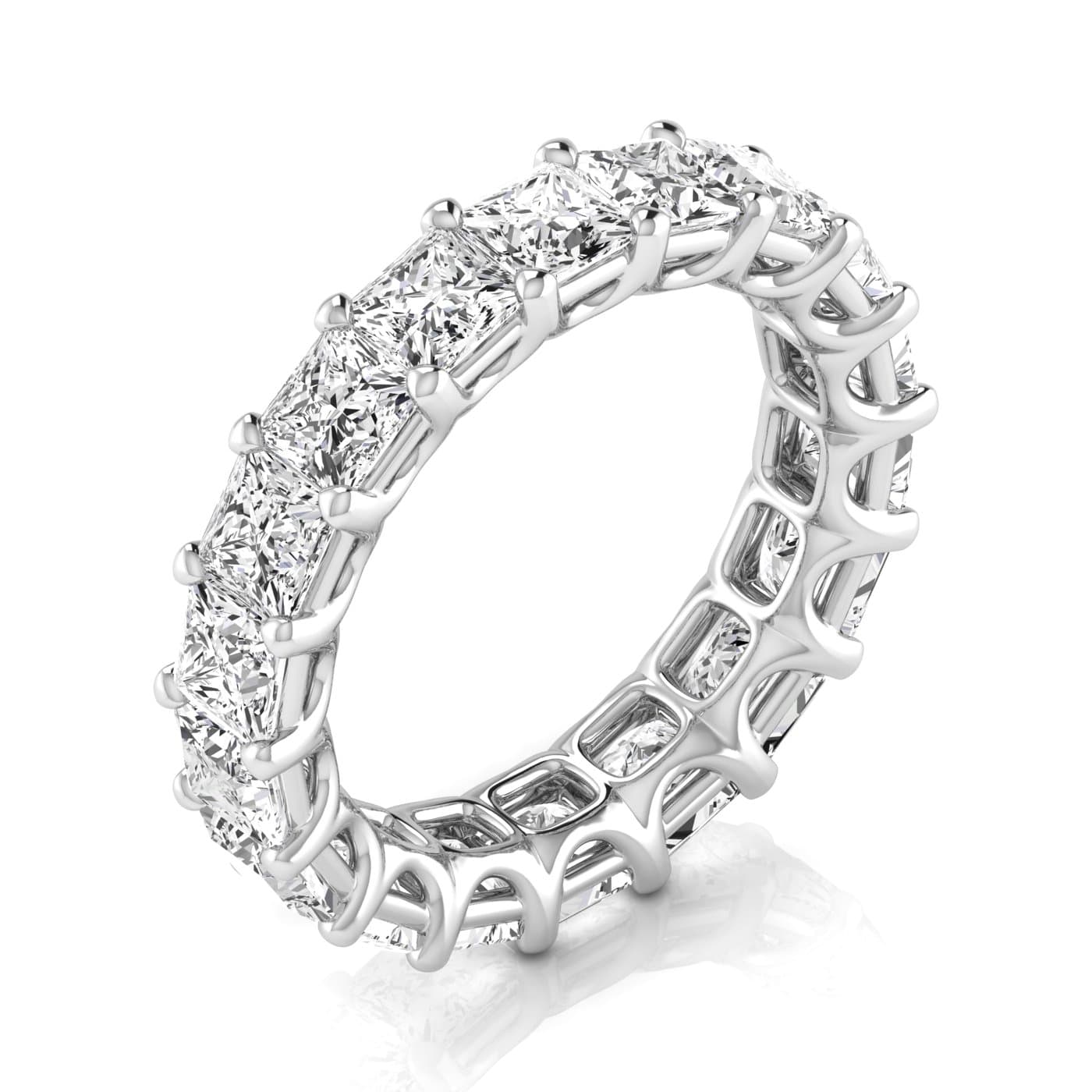 Diamond Emerald Cut Eternity Band (5 1/8 ct. tw.), On hand view in white gold or platinum