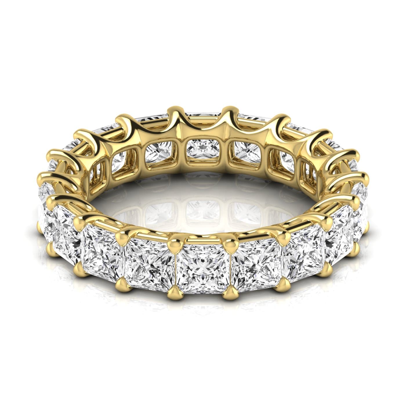 Diamond Emerald Cut Eternity Band (6.08 ct. tw.), Side view in yellow gold