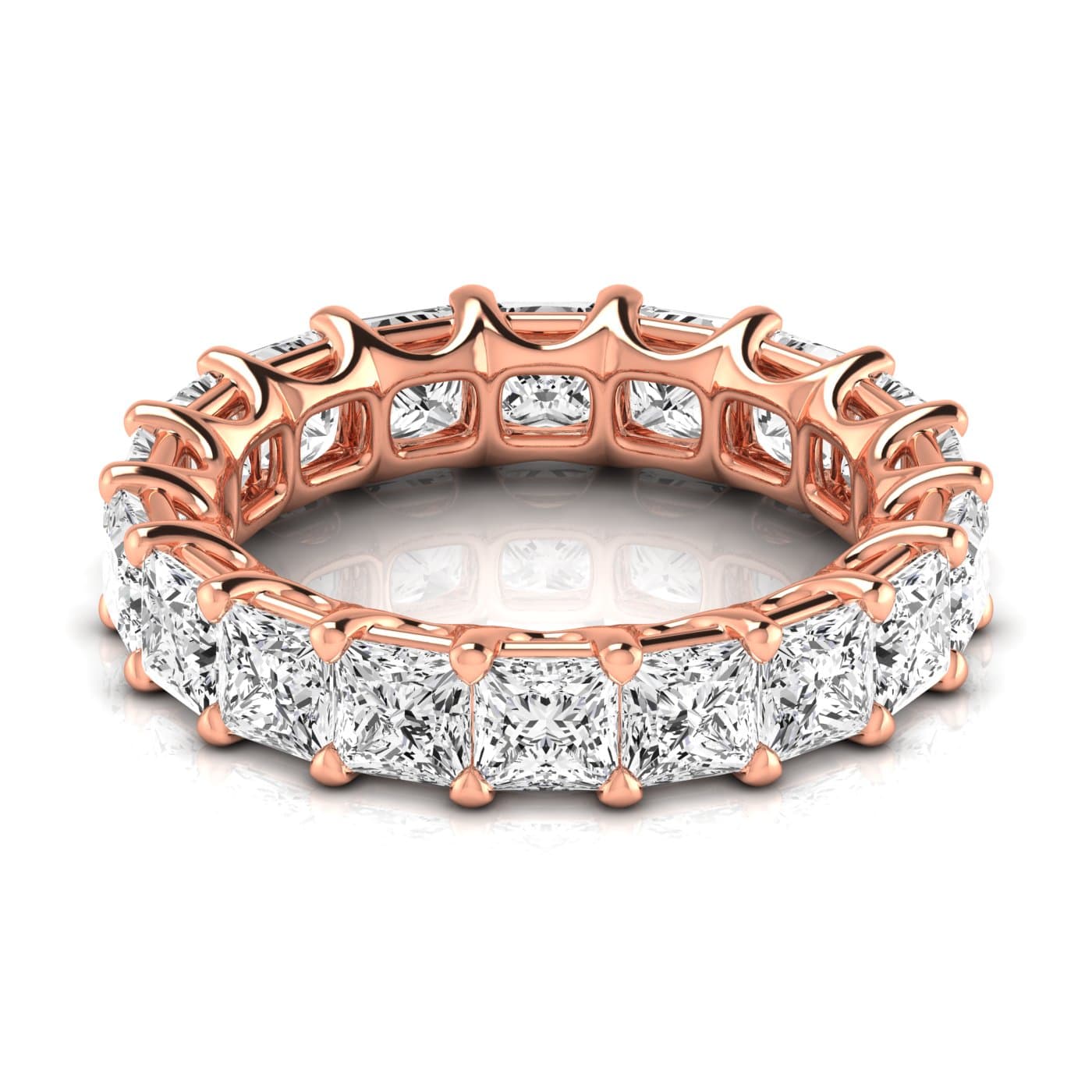 Diamond Emerald Cut Eternity Band (6.08 ct. tw.), Side view in rose gold
