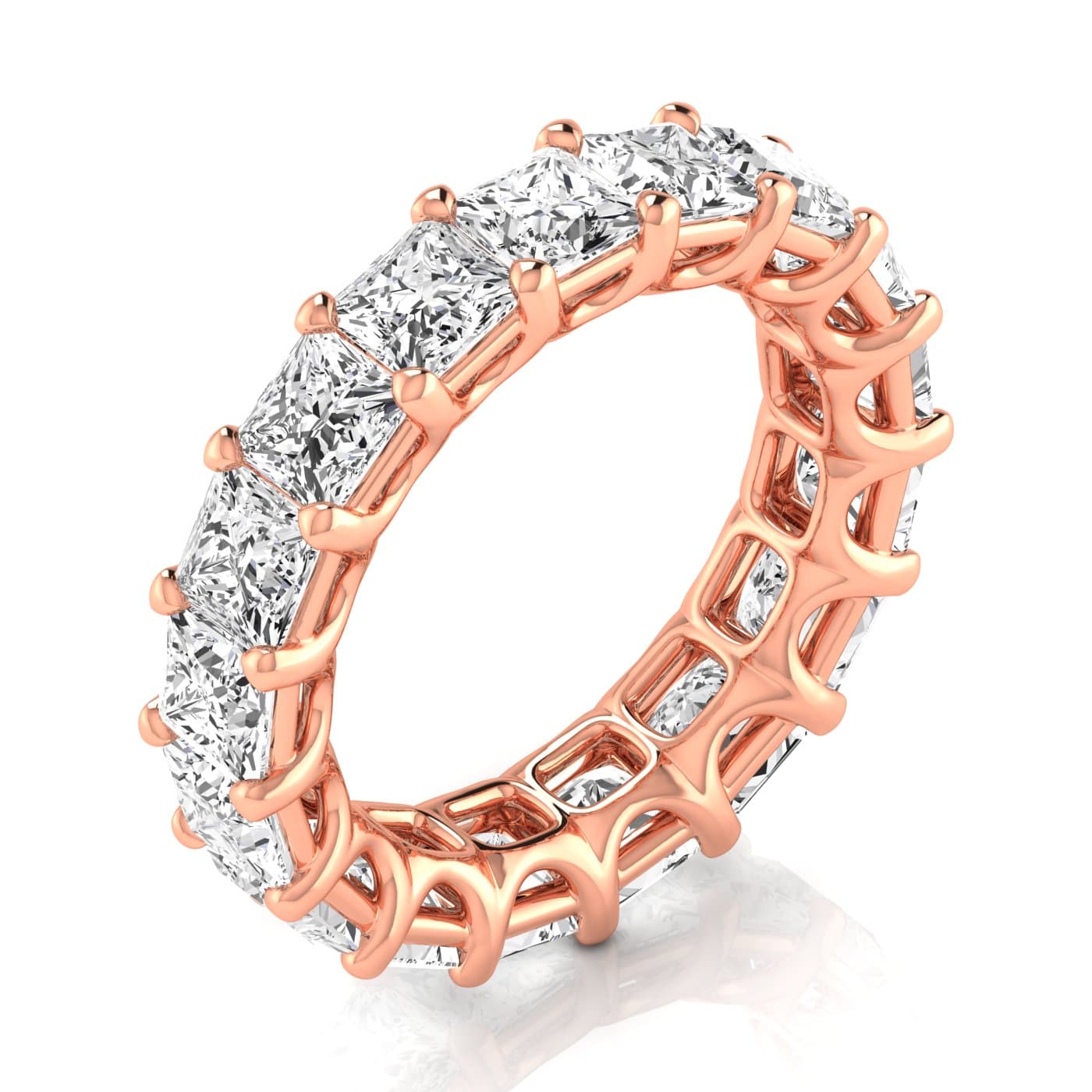 Diamond Emerald Cut Eternity Band (7 ct. tw.), On hand view in rose gold