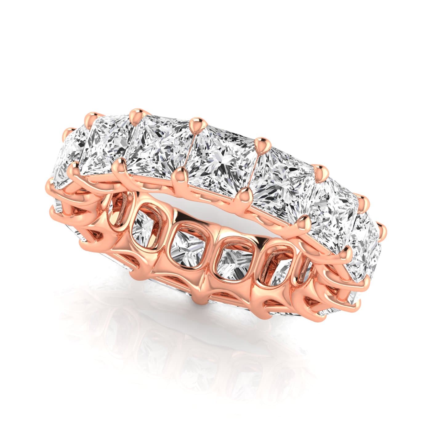 Diamond Emerald Cut Eternity Band (10.08 ct. tw.), Front view in rose gold