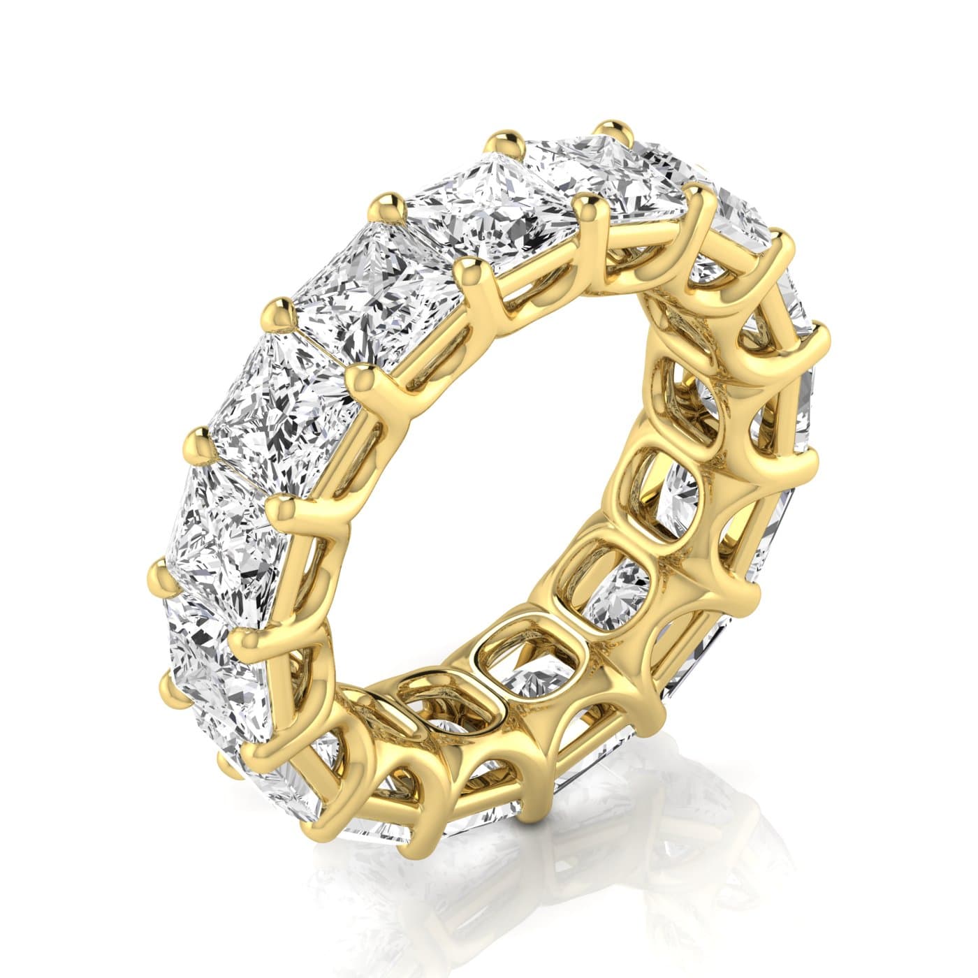 Diamond Emerald Cut Eternity Band (10.8 ct. tw.), On hand view in yellow gold
