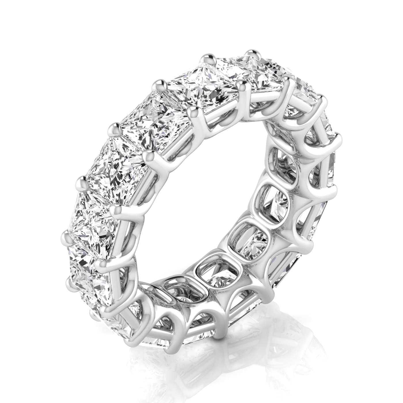 Diamond Emerald Cut Eternity Band (11 1/2 ct. tw.), On hand view in white gold or platinum