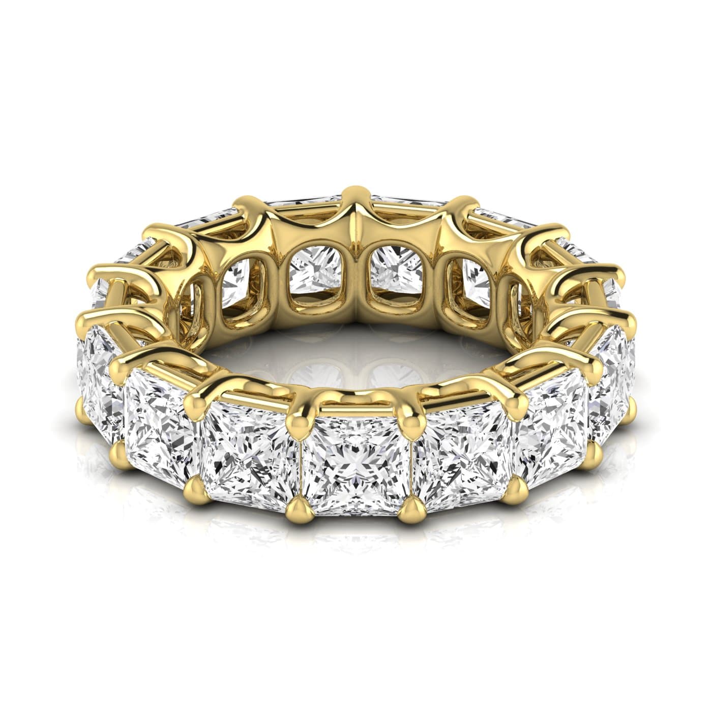 Diamond Emerald Cut Eternity Band (10.8 ct. tw.), Side view in yellow gold