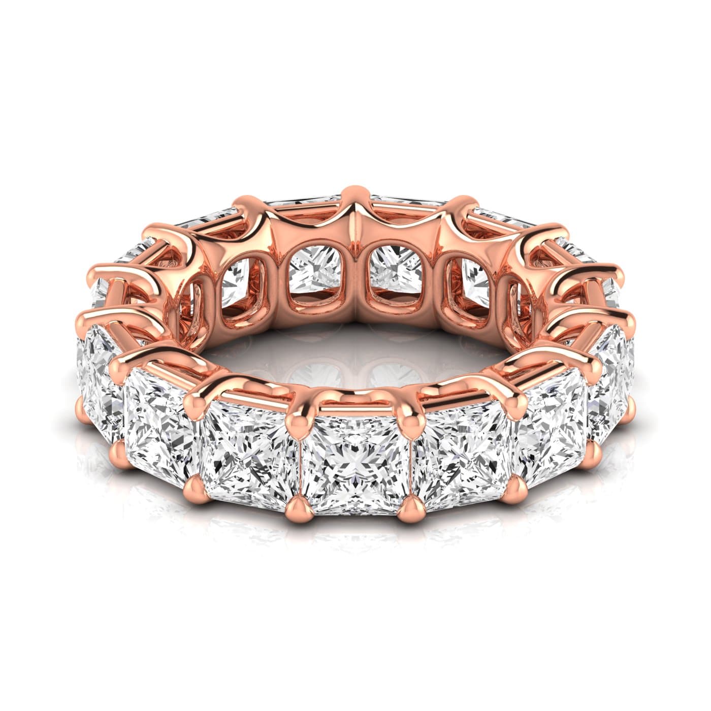Diamond Emerald Cut Eternity Band (10.08 ct. tw.), Side view in rose gold