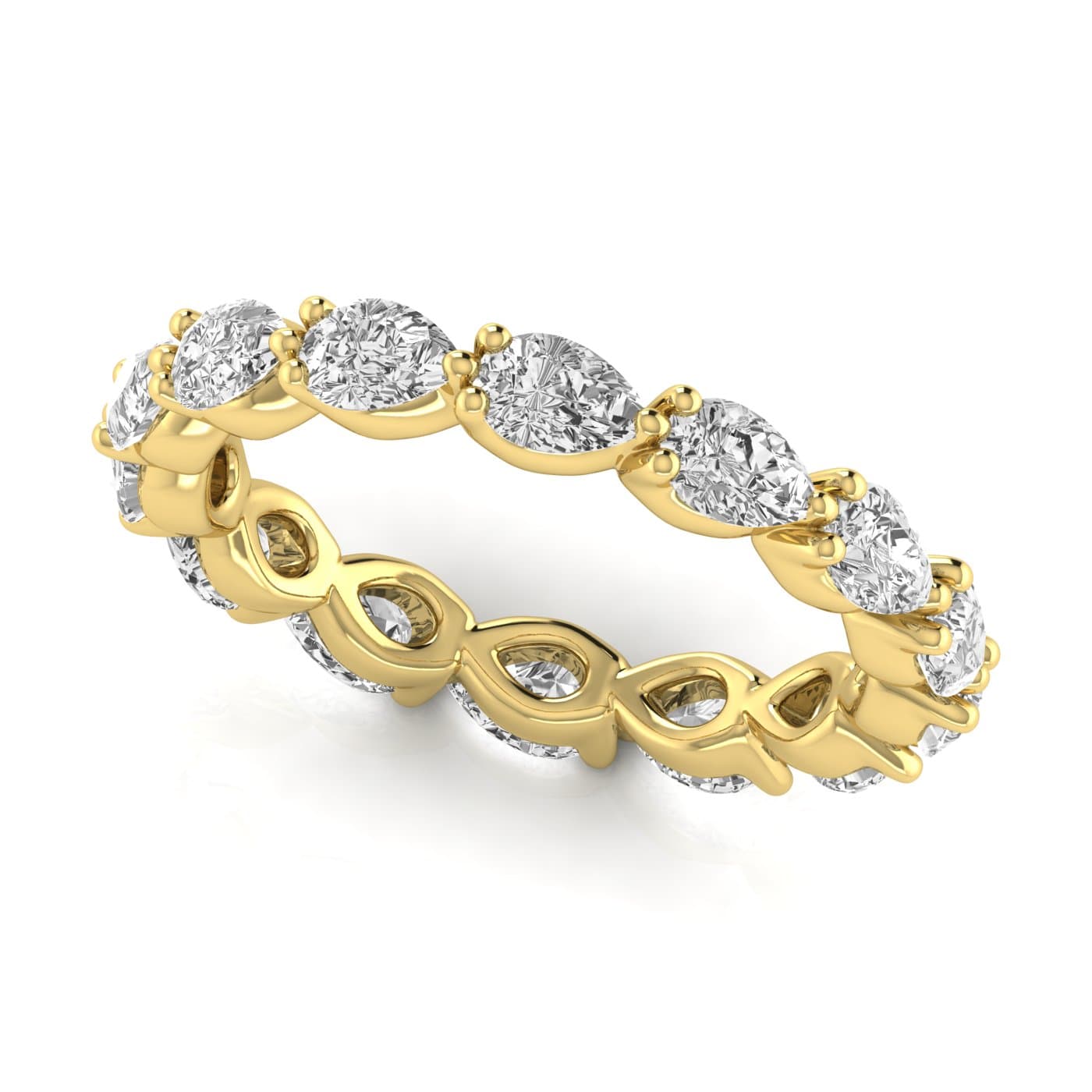 Full Eternity Pear Diamond Wedding Band (1.3 ct. tw.), Front view in yellow gold