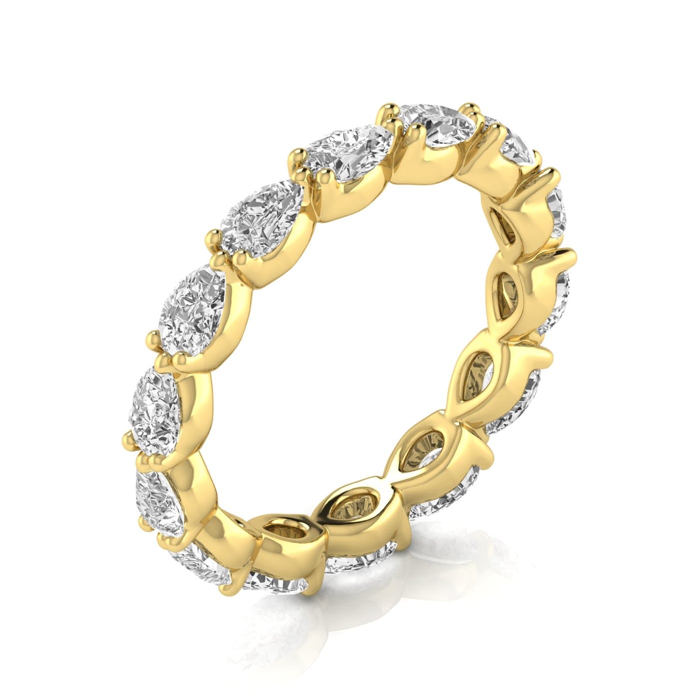 Full Eternity Pear Diamond Wedding Band (1.3 ct. tw.), On hand view in yellow gold