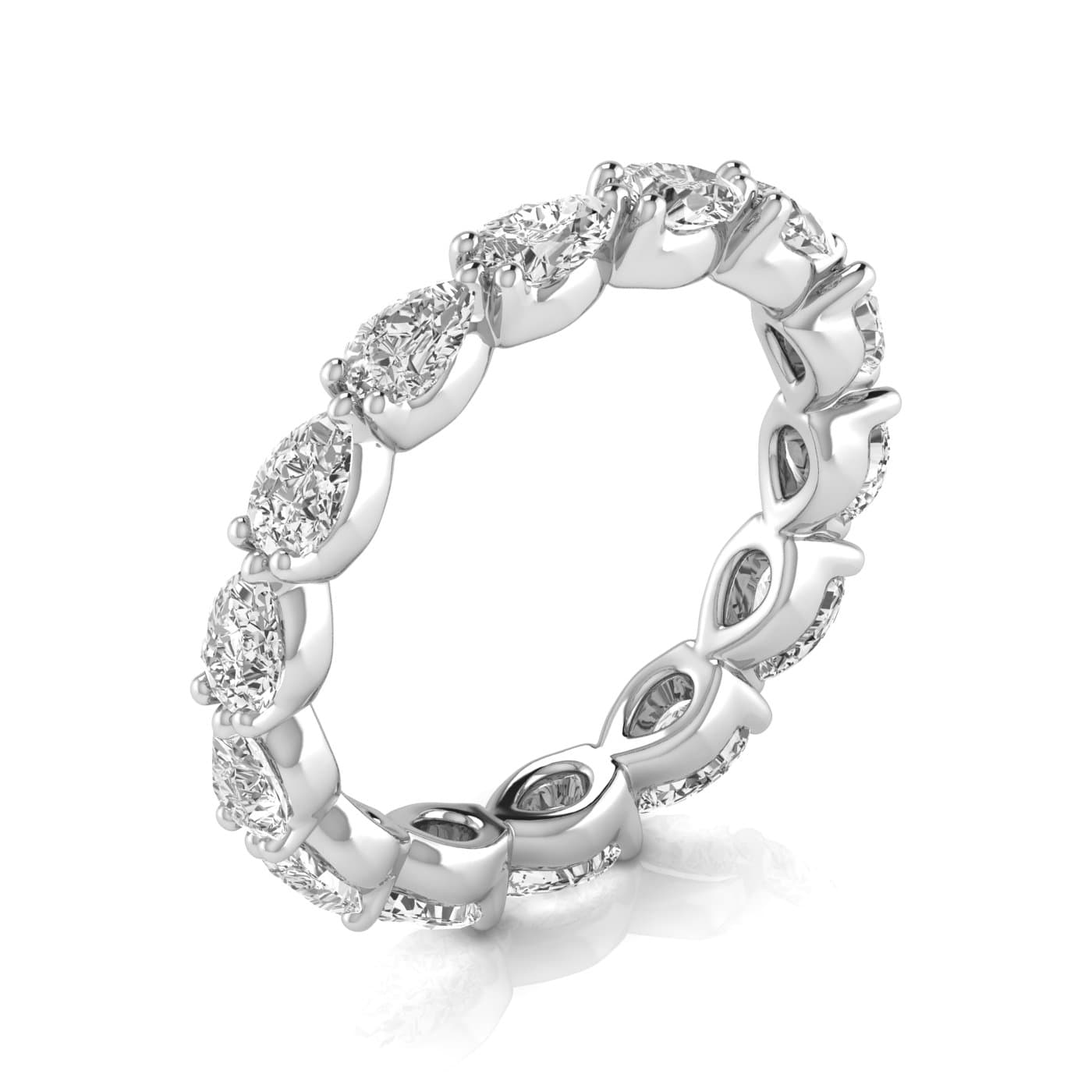 Full Eternity Pear Diamond Wedding Band (1.3 ct. tw.), On hand view in white gold or platinum