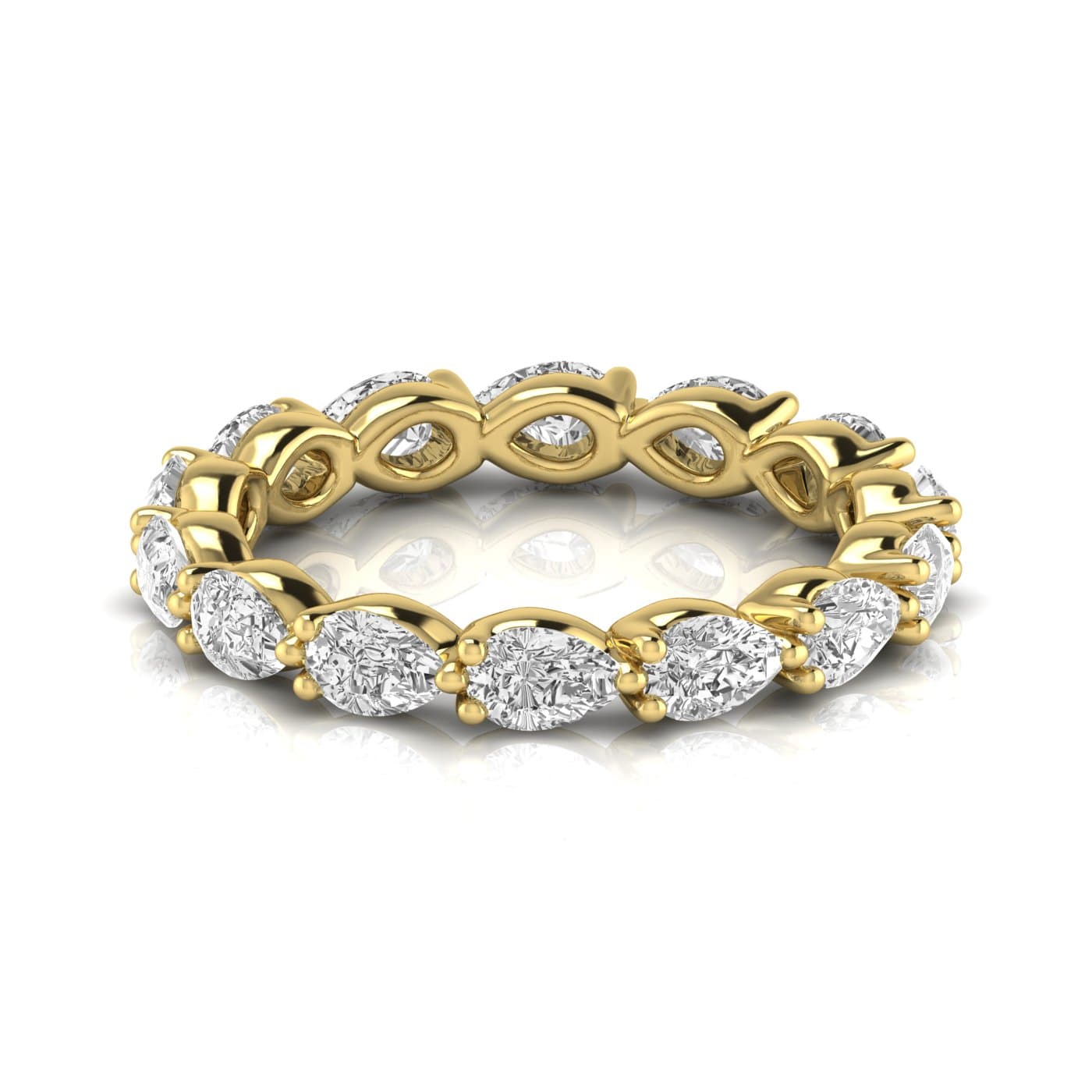 Full Eternity Pear Diamond Wedding Band (1.3 ct. tw.), Side view in yellow gold
