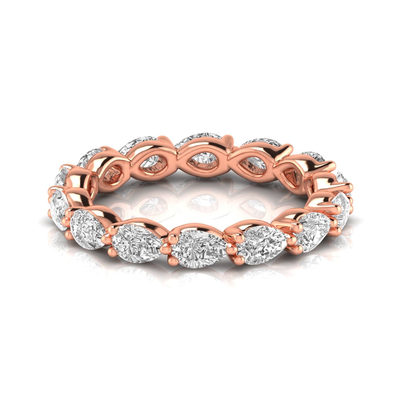 Full Eternity Pear Diamond Wedding Band (1.3 ct. tw.), Side view in rose gold
