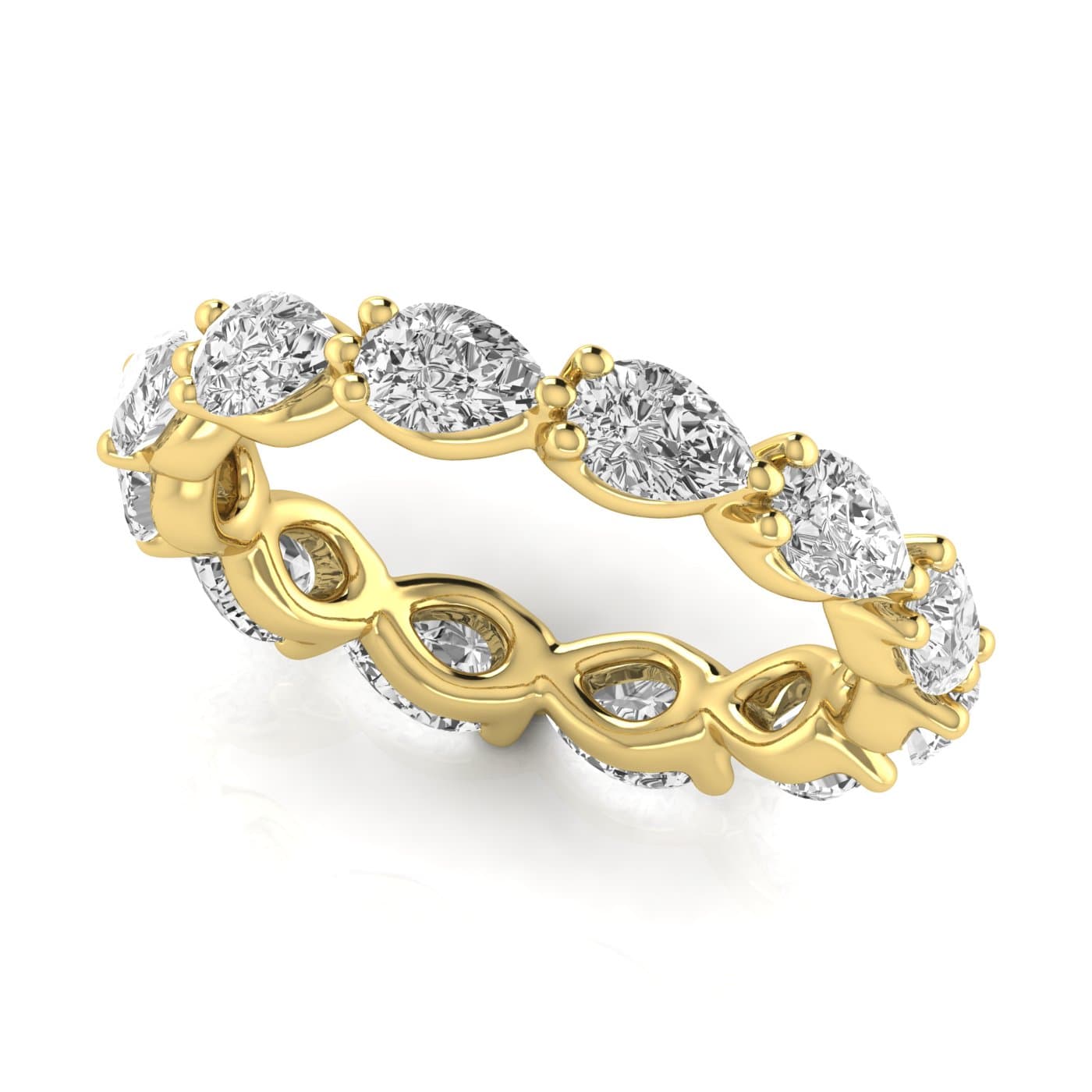 Full Eternity Pear Diamond Wedding Band (3 ct. tw.), Front view in yellow gold
