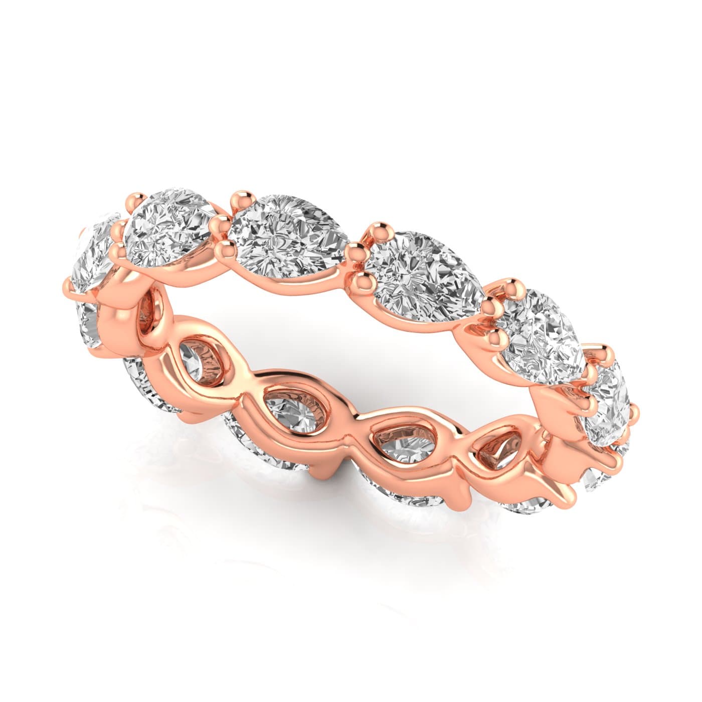 Full Eternity Pear Diamond Wedding Band (3 ct. tw.), Front view in rose gold